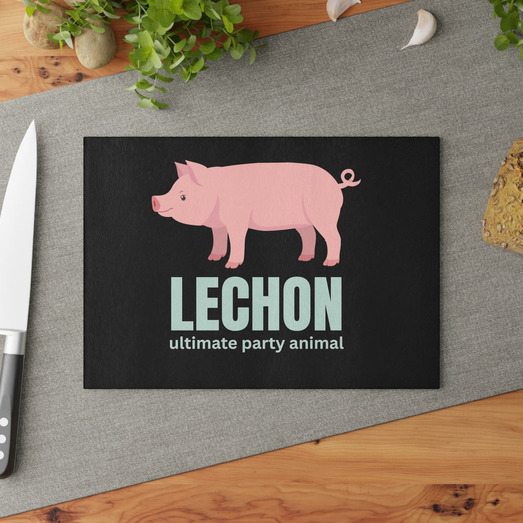 Glass Cutting Board — "Lechon: Ultimate Party Design