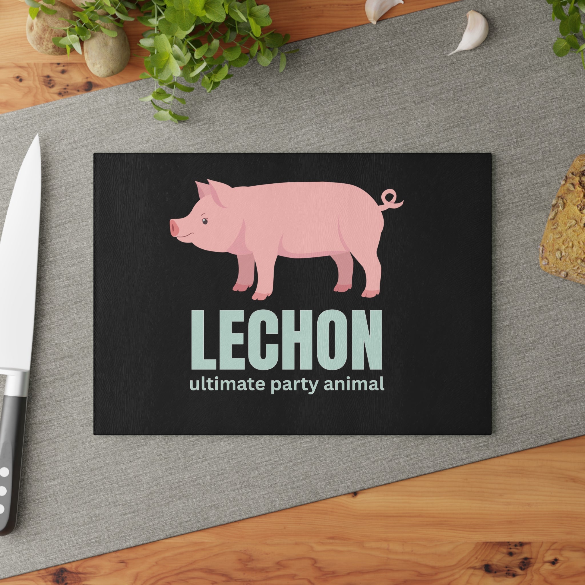 Glass Cutting Board — "Lechon: Ultimate Party Design