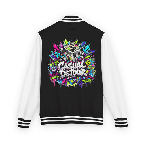 Letterman Jacket — Bold Graffiti "Casual Detour" Varsity Jacket