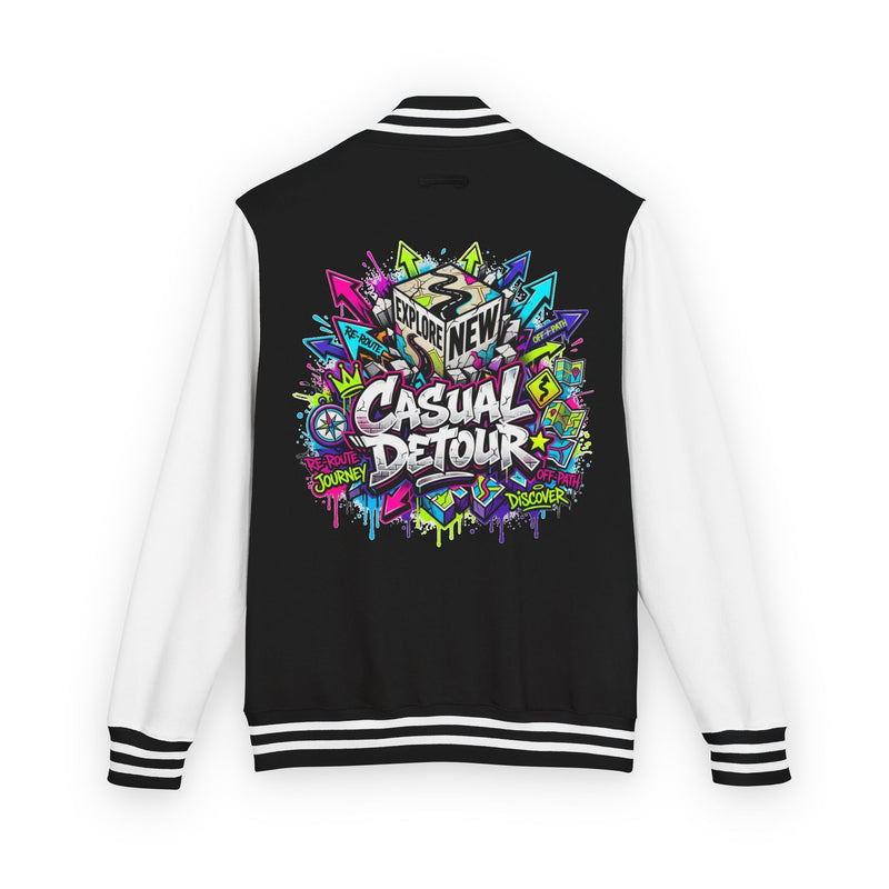 Letterman Jacket — Bold Graffiti "Casual Detour" Varsity Jacket