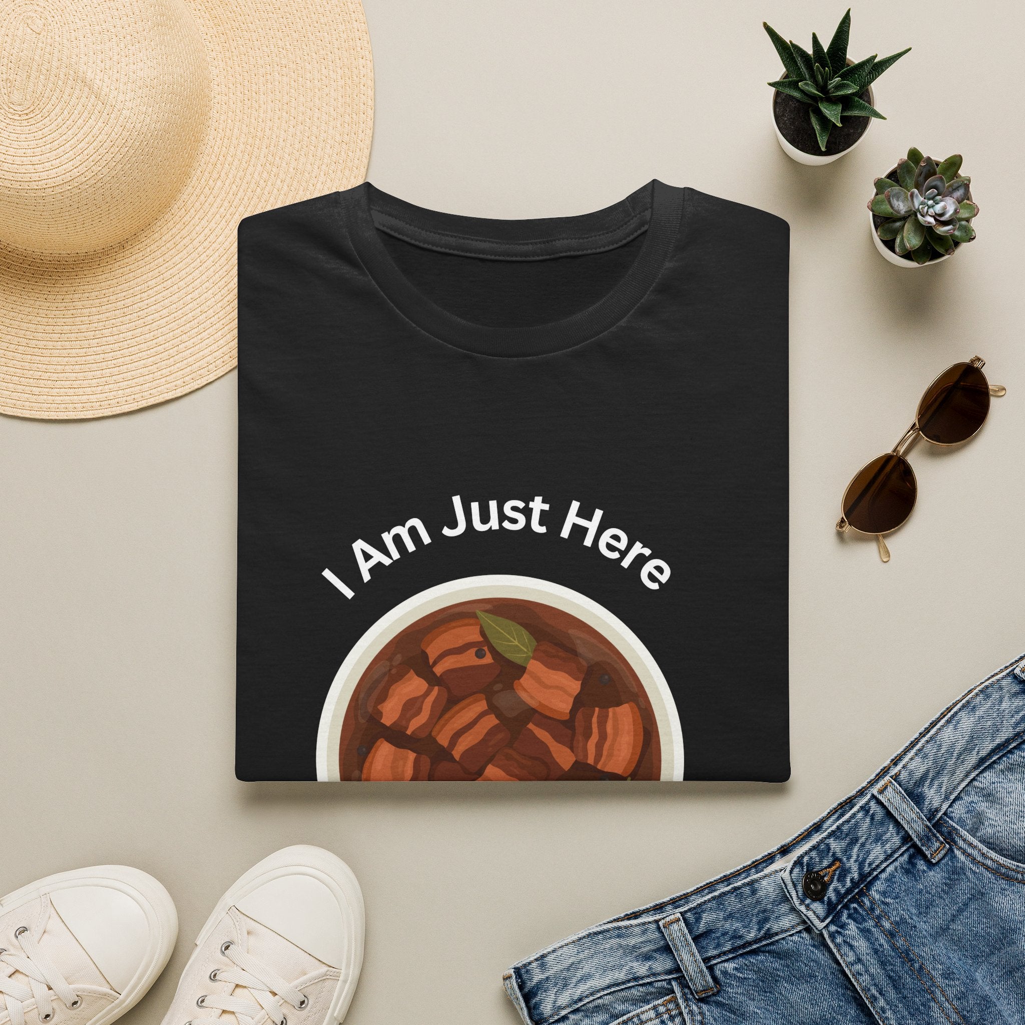 Philippines unisex adobo T-Shirt — "I Am Just Here For The Abobo" Nigerian Food Graphic Tee