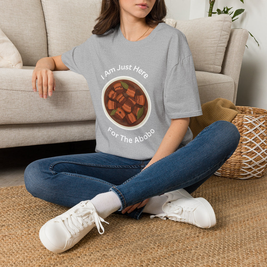 Philippines unisex adobo T-Shirt — "I Am Just Here For The Abobo" Nigerian Food Graphic Tee