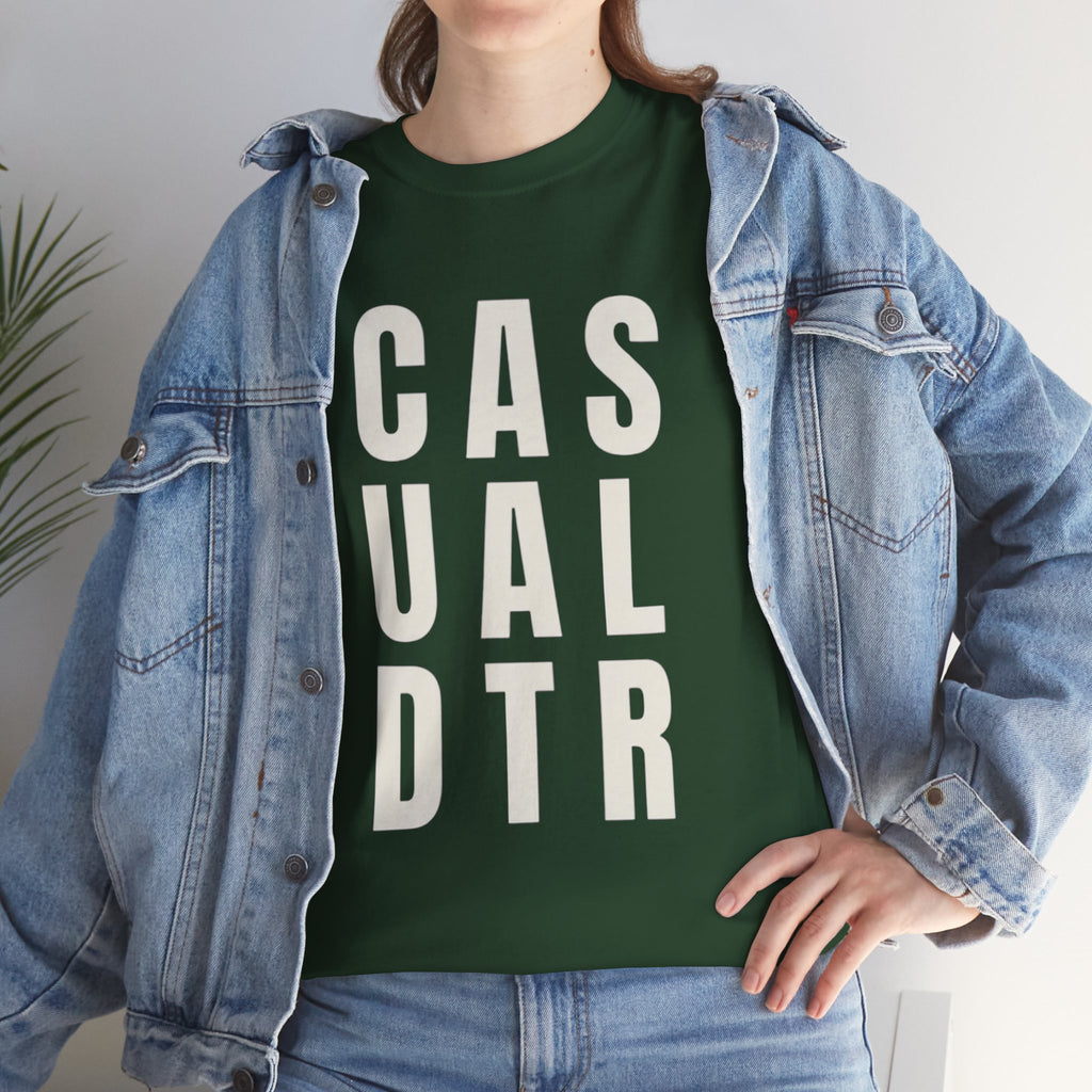 Casual Detour Graphic Tee — Vertical Text Black T‑Shirt
