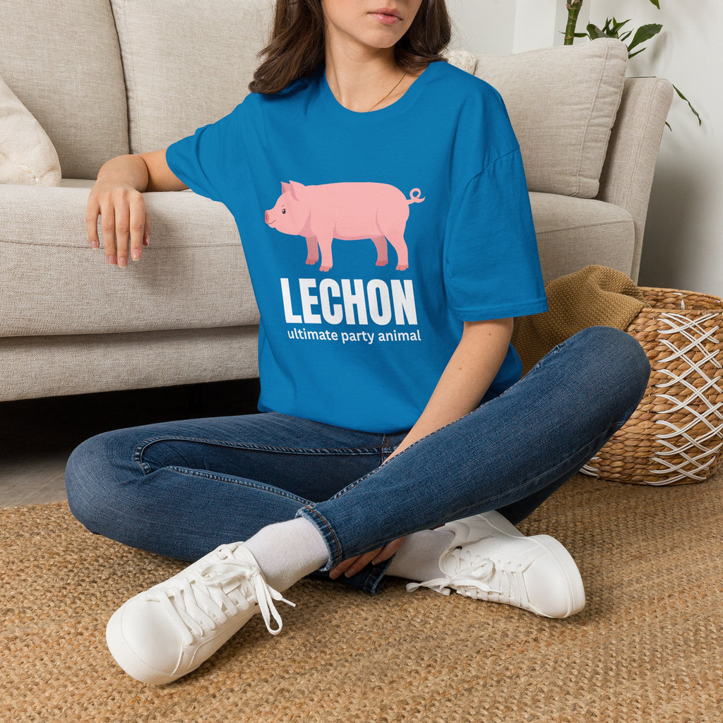 Lechon Pig T-Shirt — “Lechon: ultimate party animal” Funny Filipino Roast Pork Tee