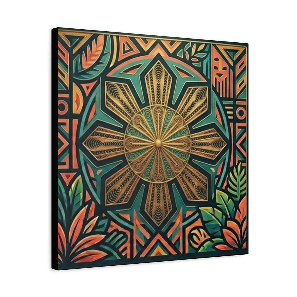 Filipino, Philippines Sun Matte Canvas Print — Tropical Geometric Sunburst Wall Art (Stretched 1.25")