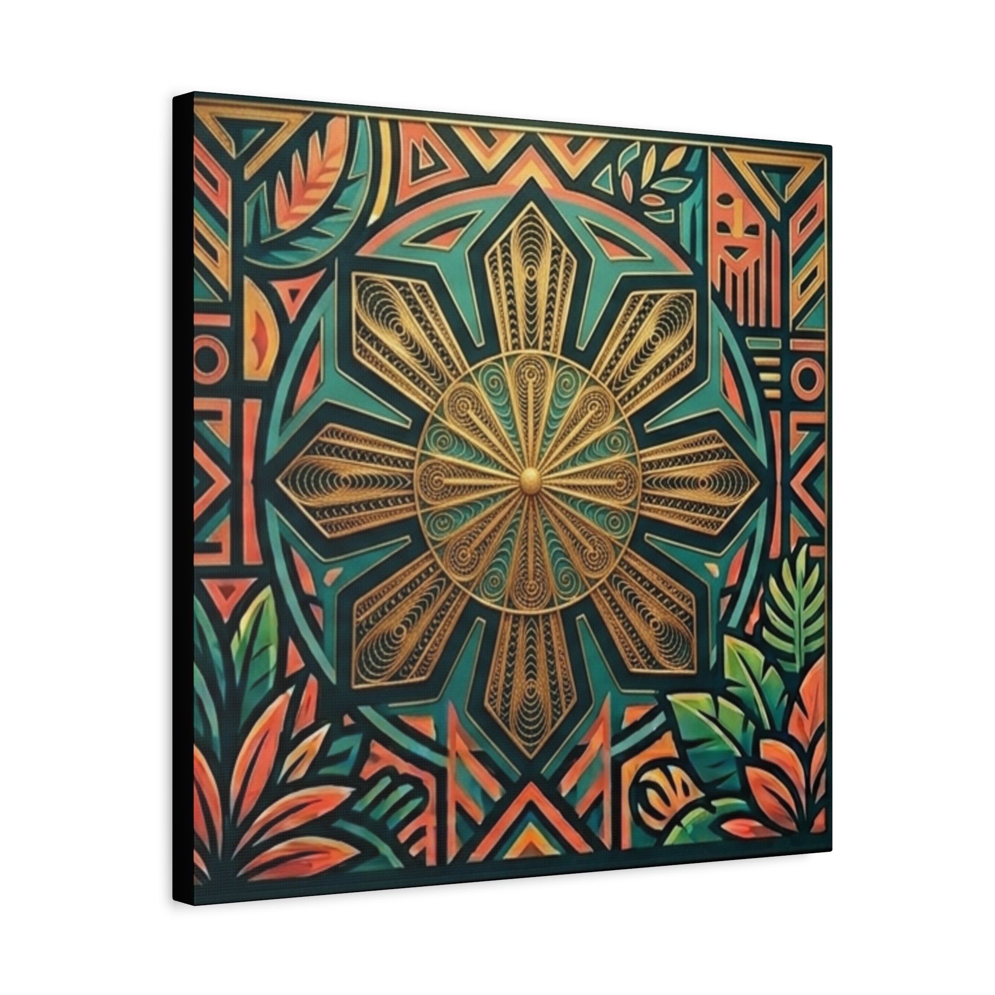 Filipino, Philippines Sun Matte Canvas Print — Tropical Geometric Sunburst Wall Art (Stretched 1.25")