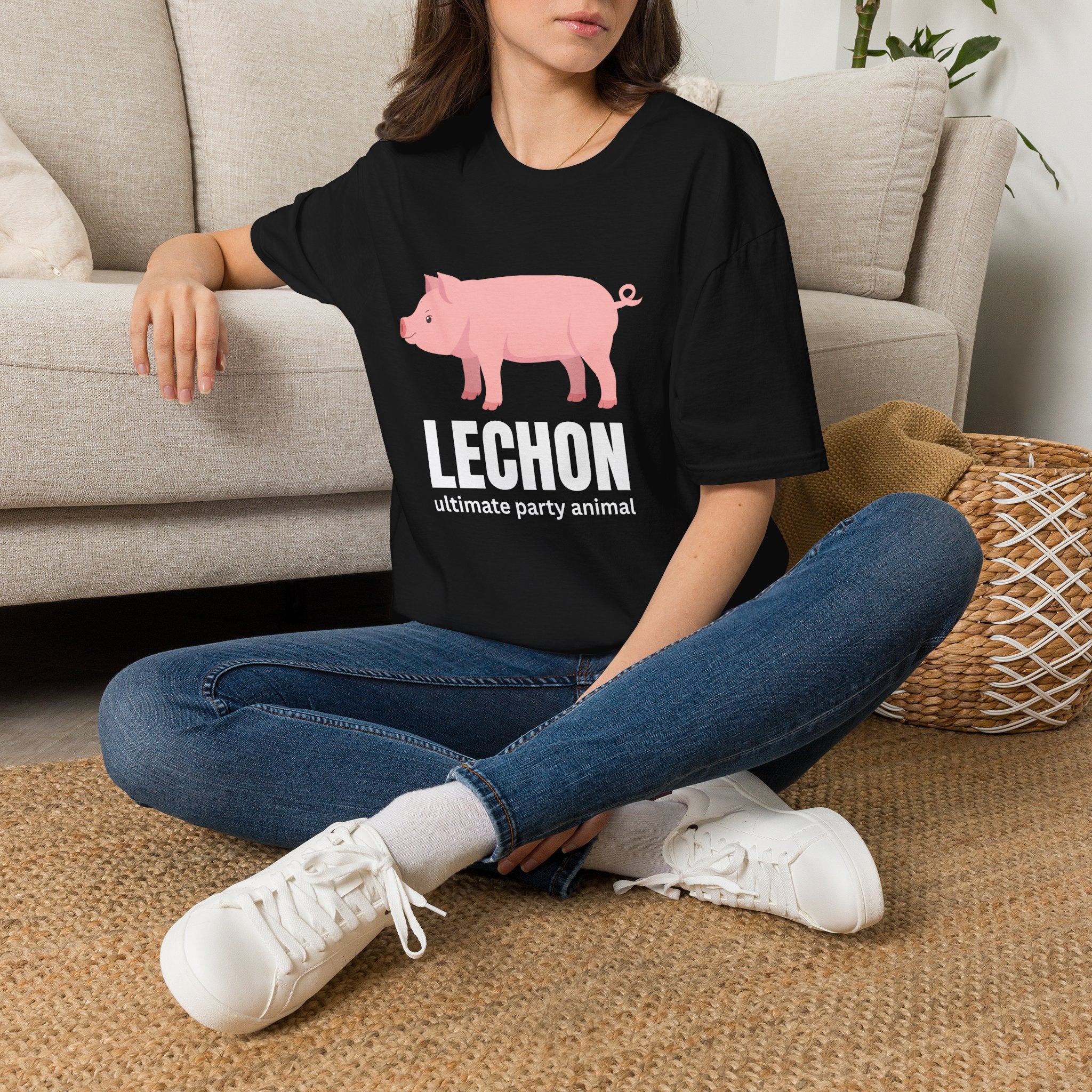 Lechon Pig T-Shirt — “Lechon: ultimate party animal” Funny Filipino Roast Pork Tee