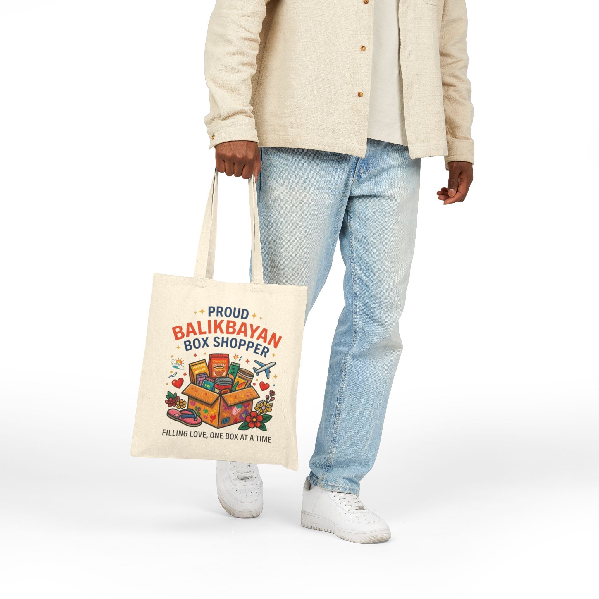 Tote Bag — "Proud Balikbayan Box Shopper" Canvas Tote (Filling Love, One Box at a Time)