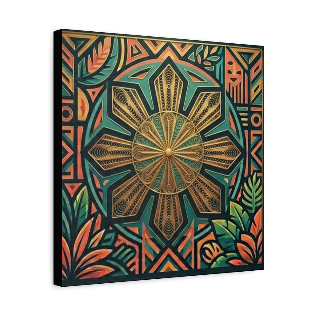 Filipino, Philippines Sun Matte Canvas Print — Tropical Geometric Sunburst Wall Art (Stretched 1.25")