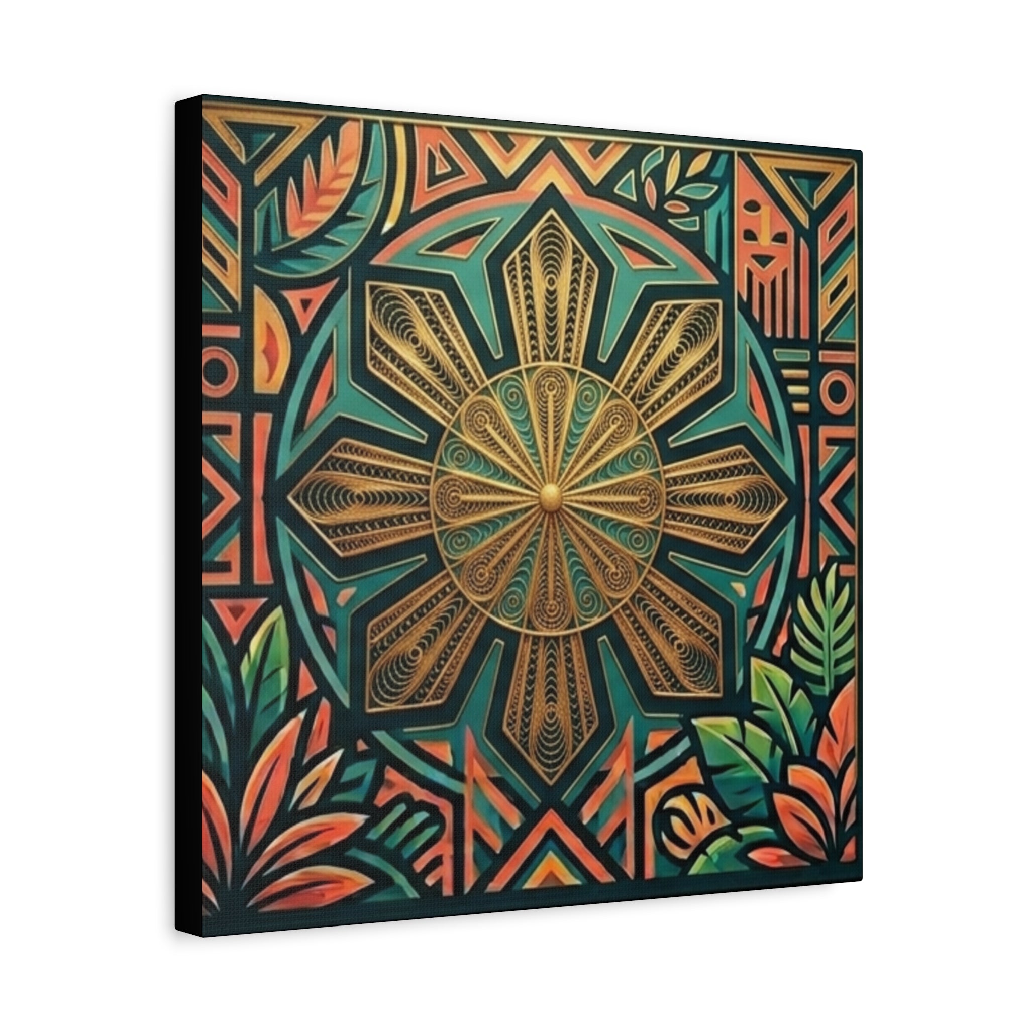 Filipino, Philippines Sun Matte Canvas Print — Tropical Geometric Sunburst Wall Art (Stretched 1.25")