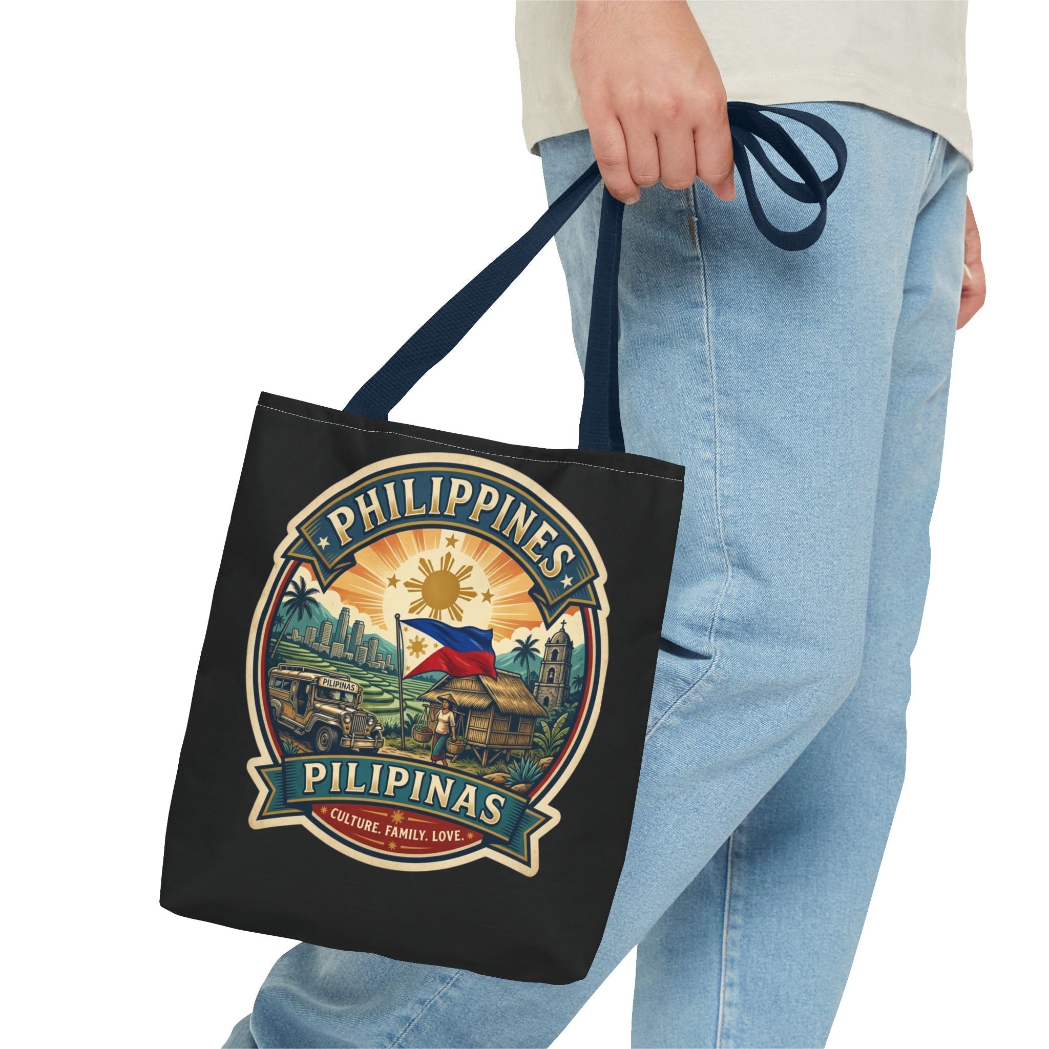 Philippines Vintage Travel Tote Bag — Pilipinas Flag & Island Scene