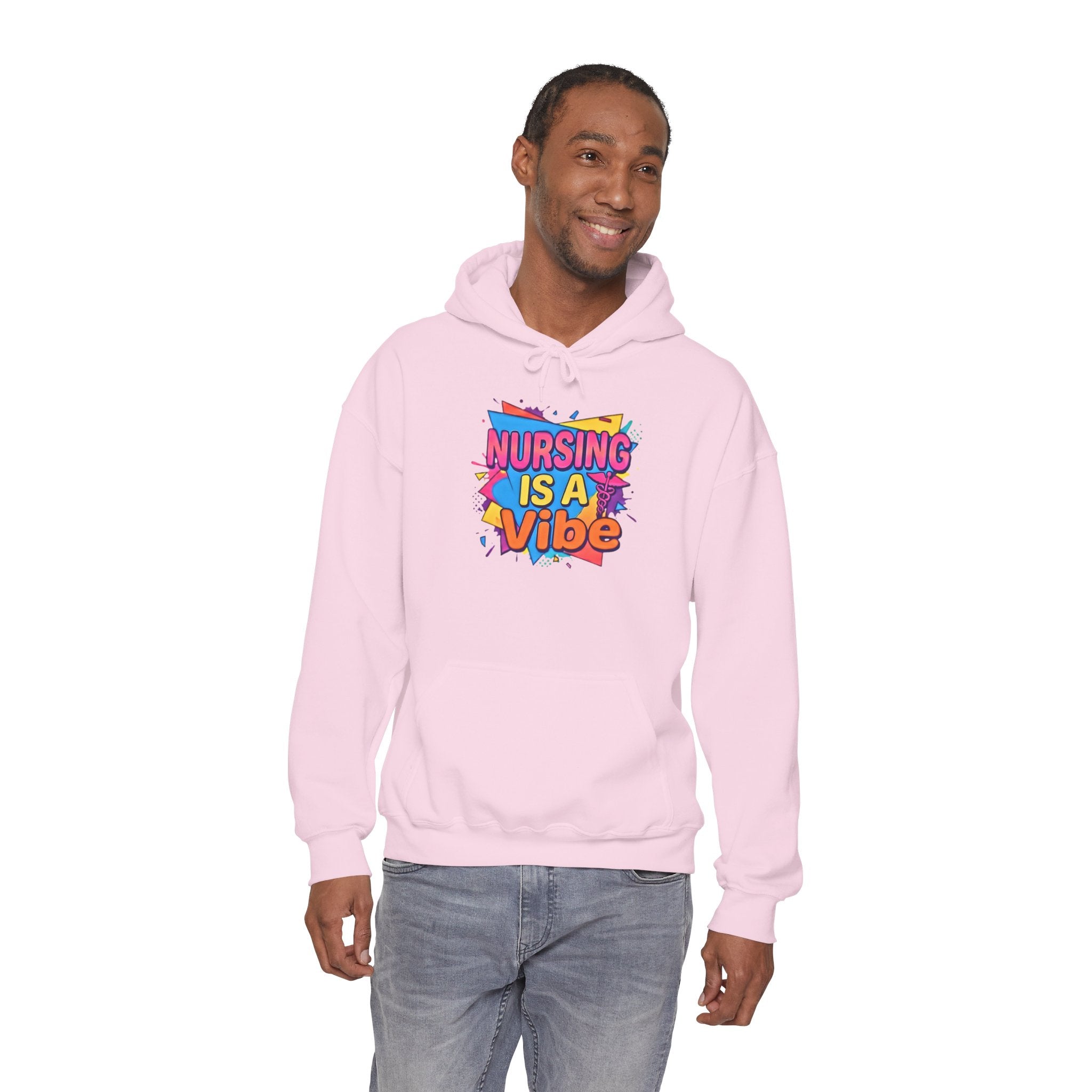 Nursing Is A Vibe Hoodie — Colorful Retro Nurse Appreciation Pullover