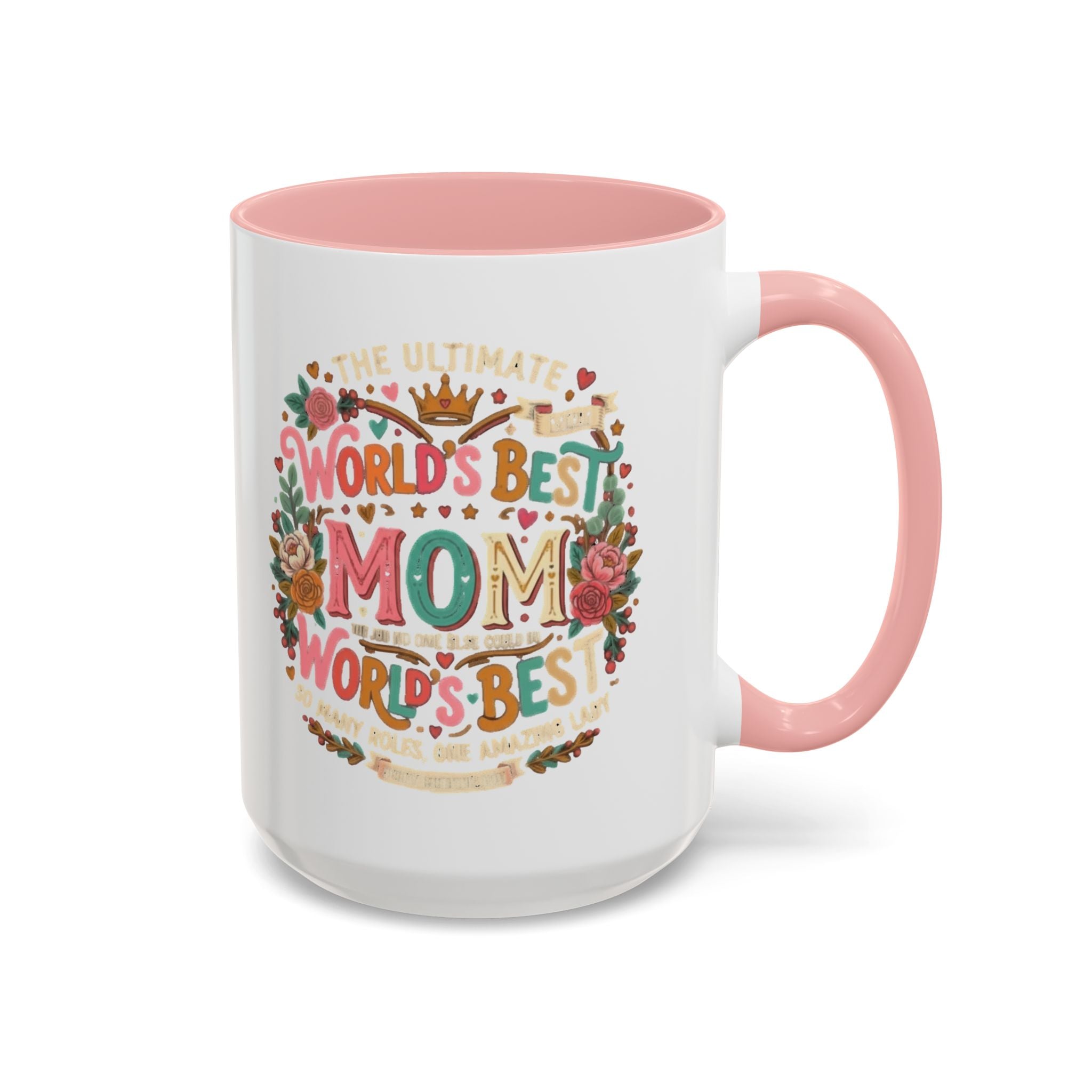 World's Best Mom Accent Coffee Mug — Floral Mother's Day 11/15oz