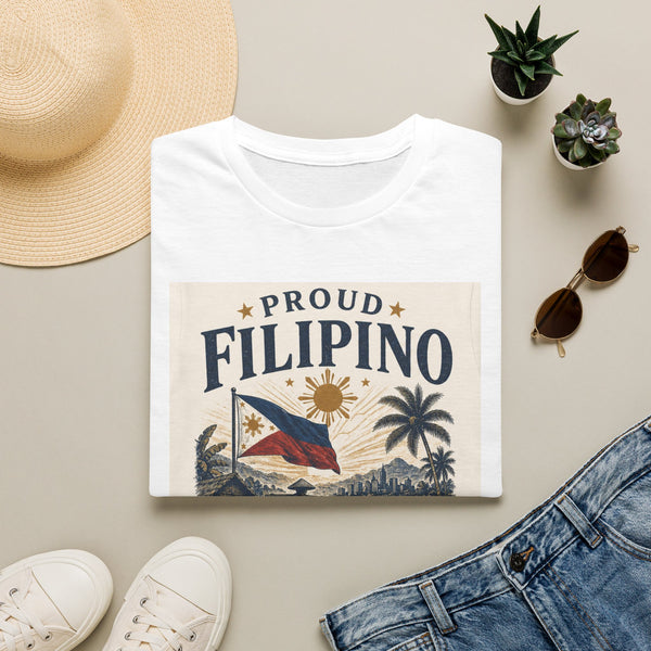 Proud Filipino T-Shirt — Born in the Heart Vintage Flag Design