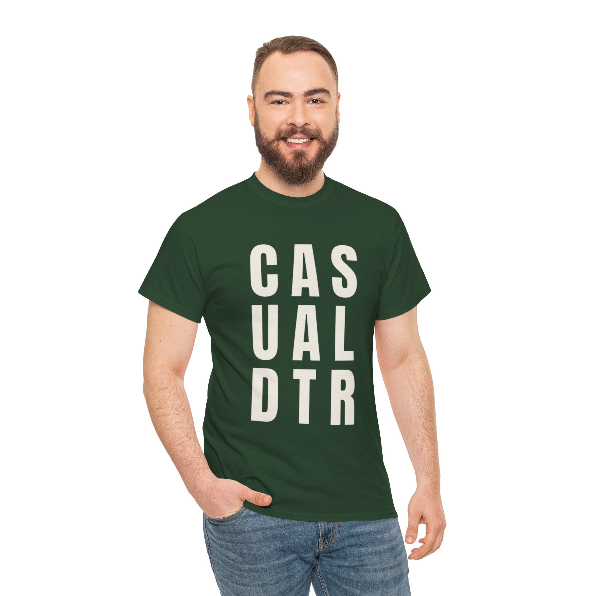Casual Detour Graphic Tee — Vertical Text Black T‑Shirt