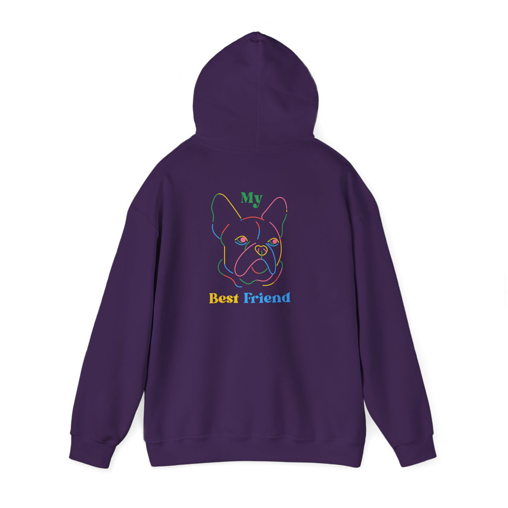 Hoodie - "My Best Friend" Rainbow Outline French Bulldog Pullover