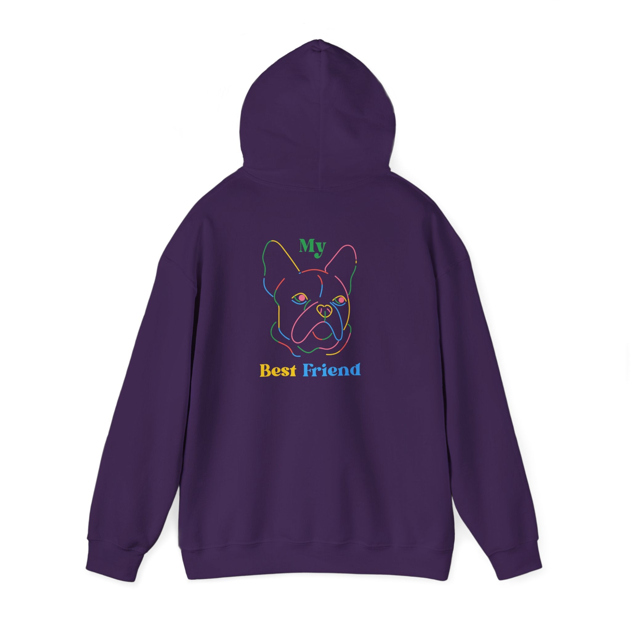 Hoodie - "My Best Friend" Rainbow Outline French Bulldog Pullover
