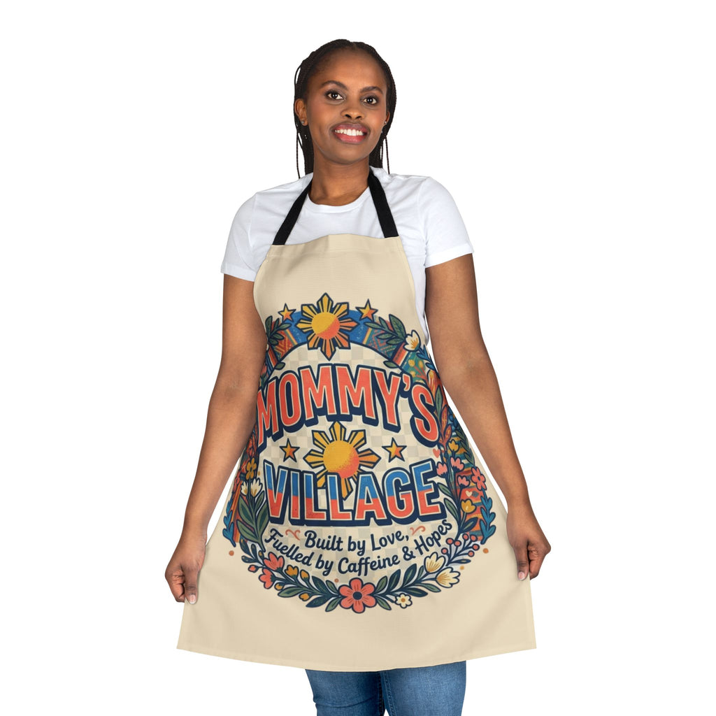 Mommy's Village Floral Filipino Apron — "Built by Love, Fueled by Caffeine & Hope" Phillipines design