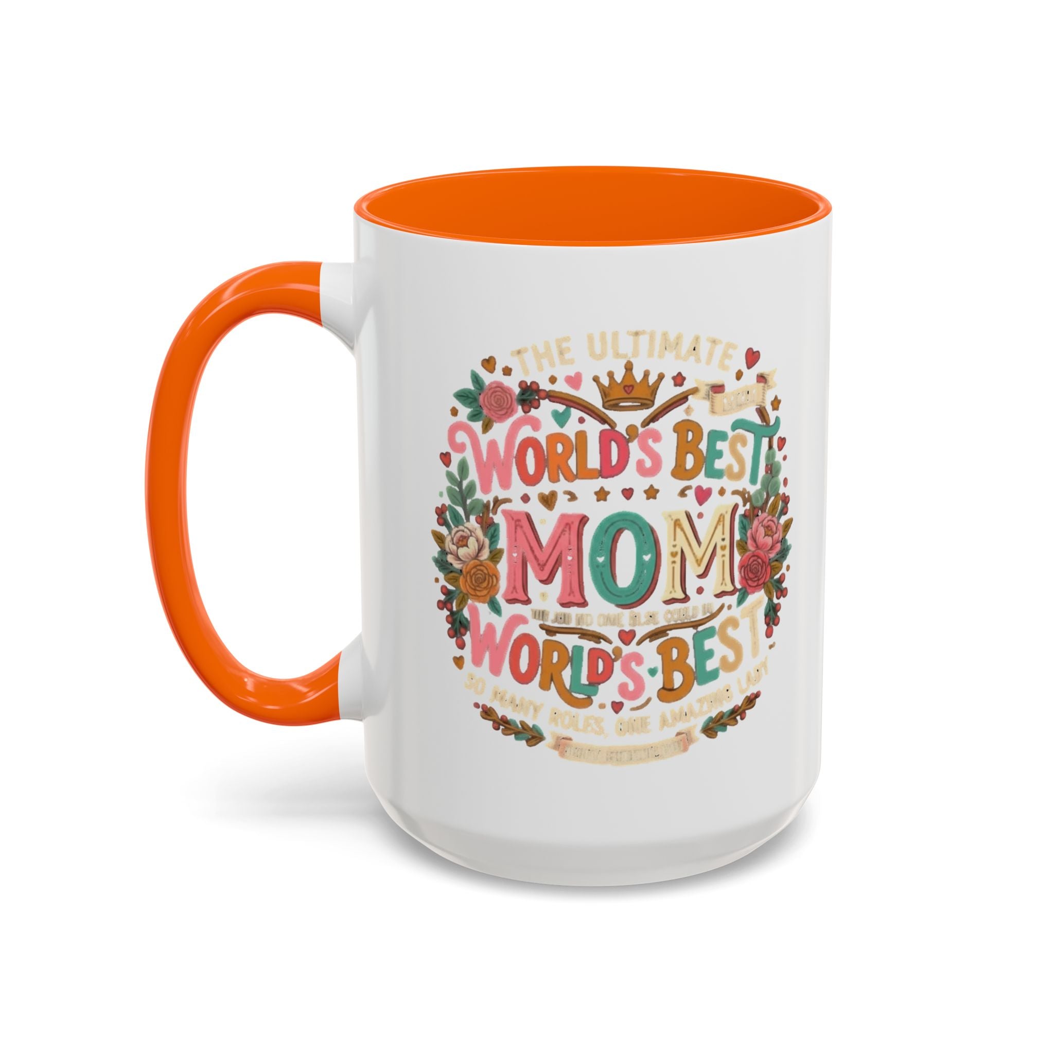 World's Best Mom Accent Coffee Mug — Floral Mother's Day 11/15oz