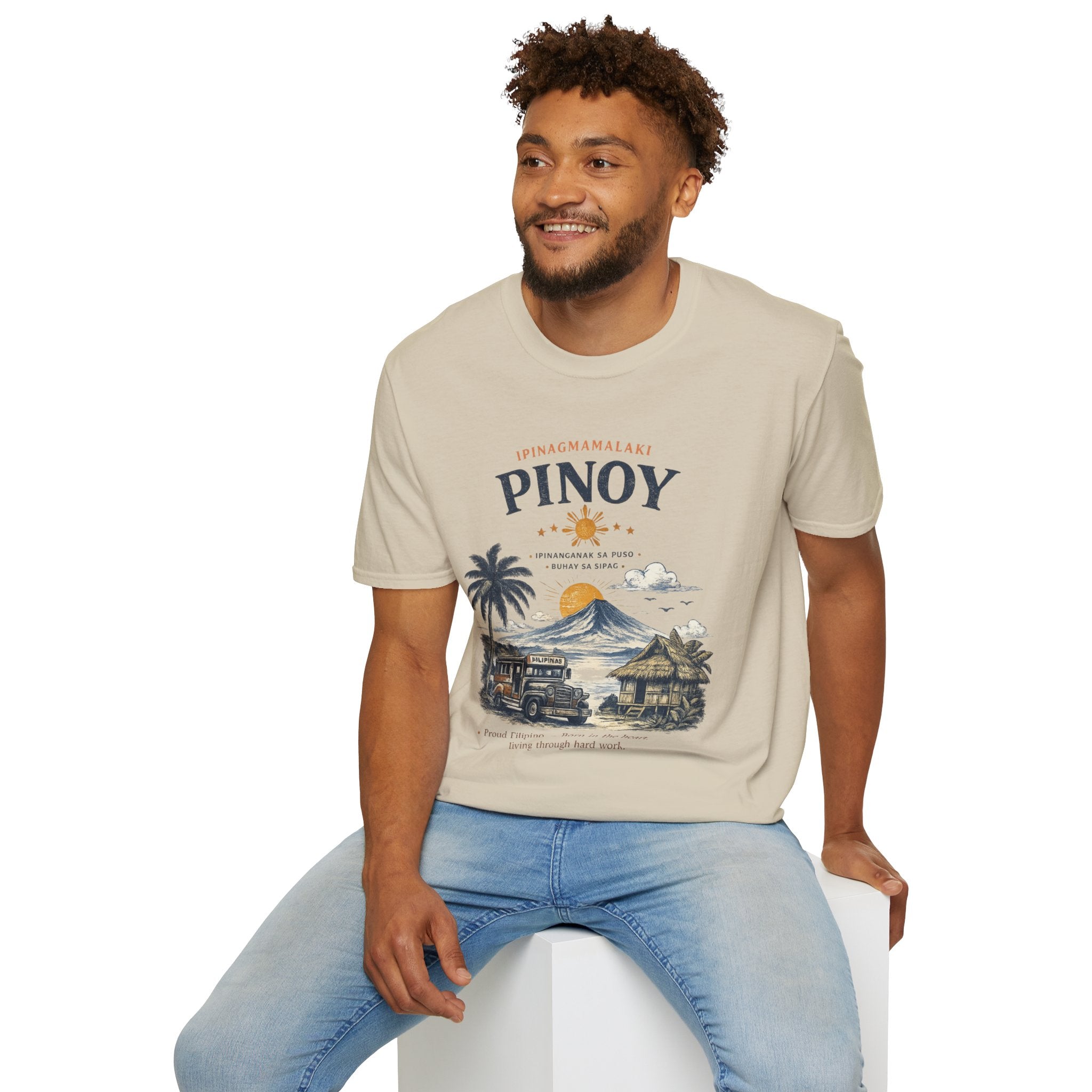 Pinoy Philippines T-Shirt – Vintage Mayon Volcano & Beach Travel Tee