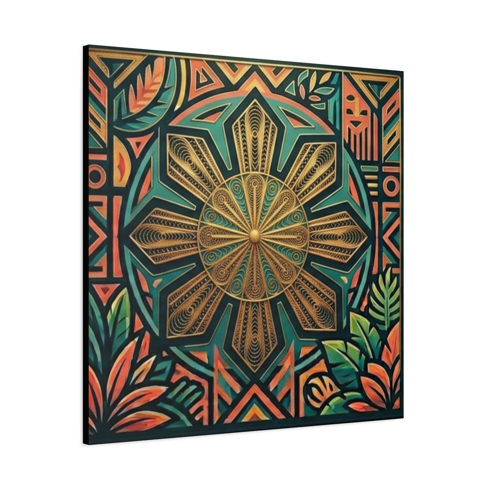Filipino, Philippines Sun Matte Canvas Print — Tropical Geometric Sunburst Wall Art (Stretched 1.25")