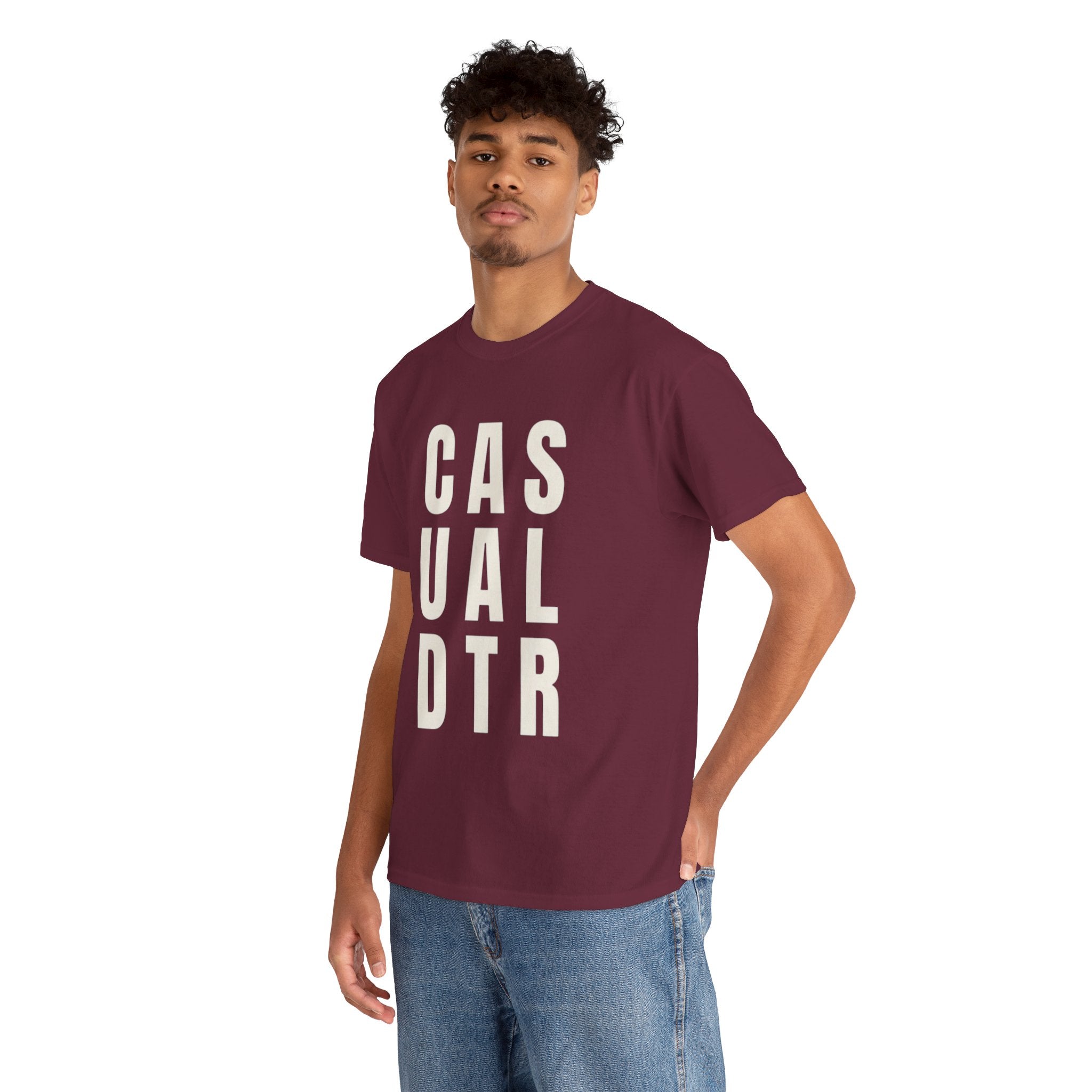 Casual Detour Graphic Tee — Vertical Text Black T‑Shirt
