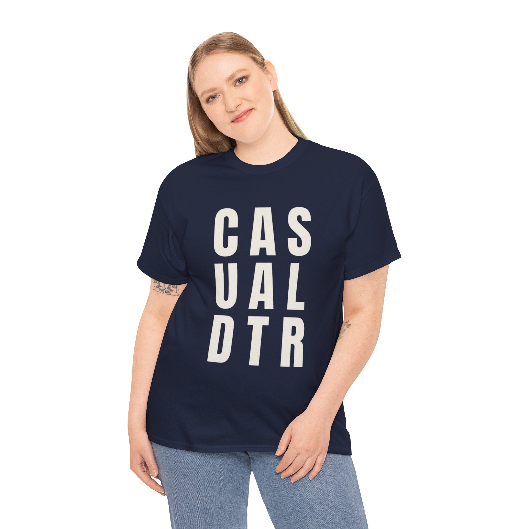 Casual Detour Graphic Tee — Vertical Text Black T‑Shirt
