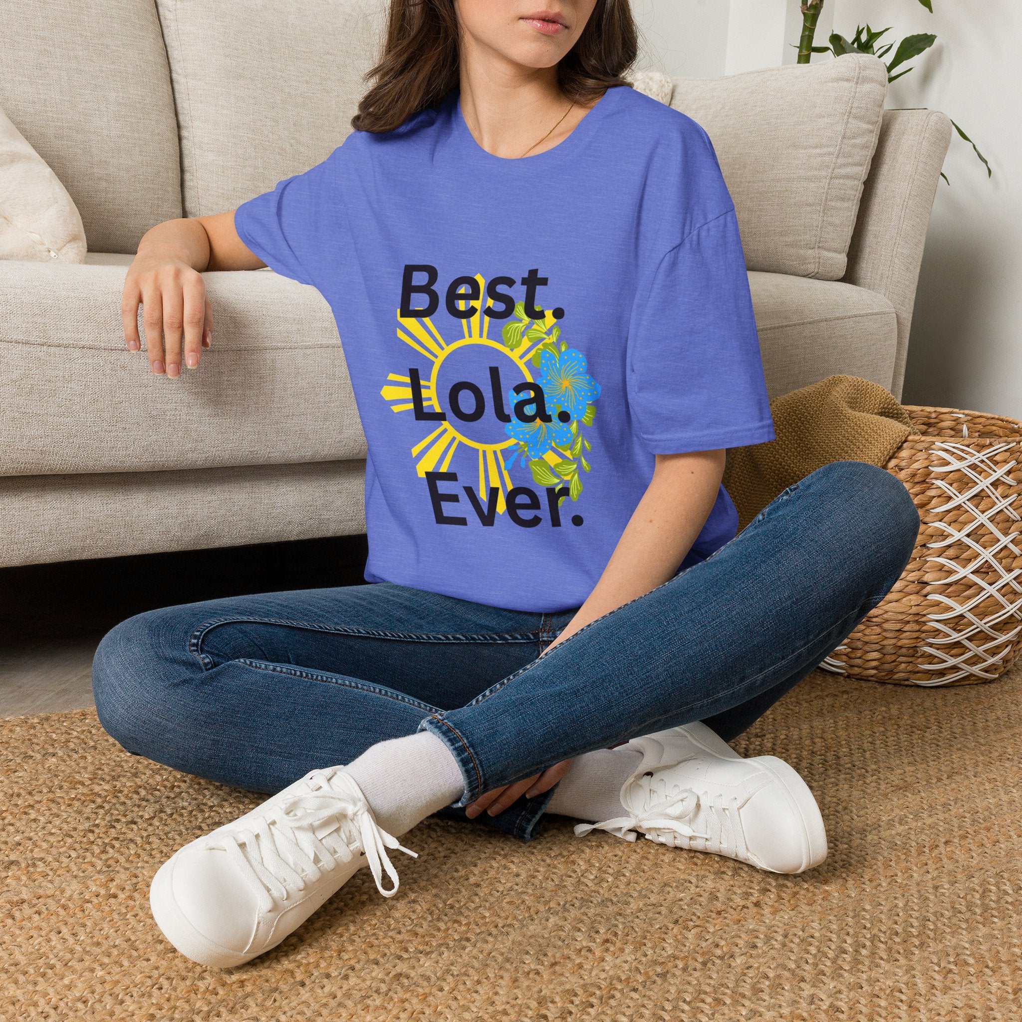 Baby boy pregnancy announcement for the Best Lola Ever T-Shirt — Floral Sun Graphic Tee for Grandma/Mother’s Day