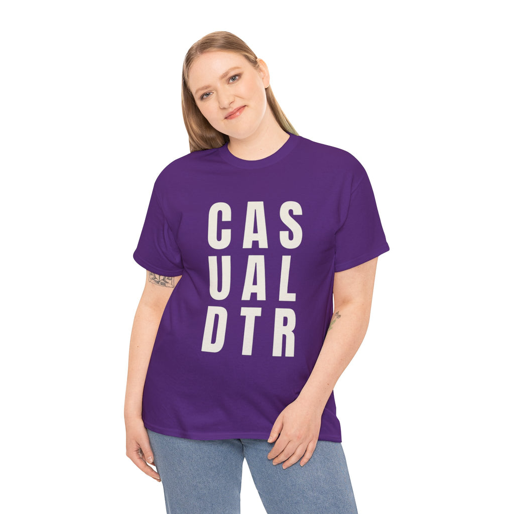 Casual Detour Graphic Tee — Vertical Text Black T‑Shirt