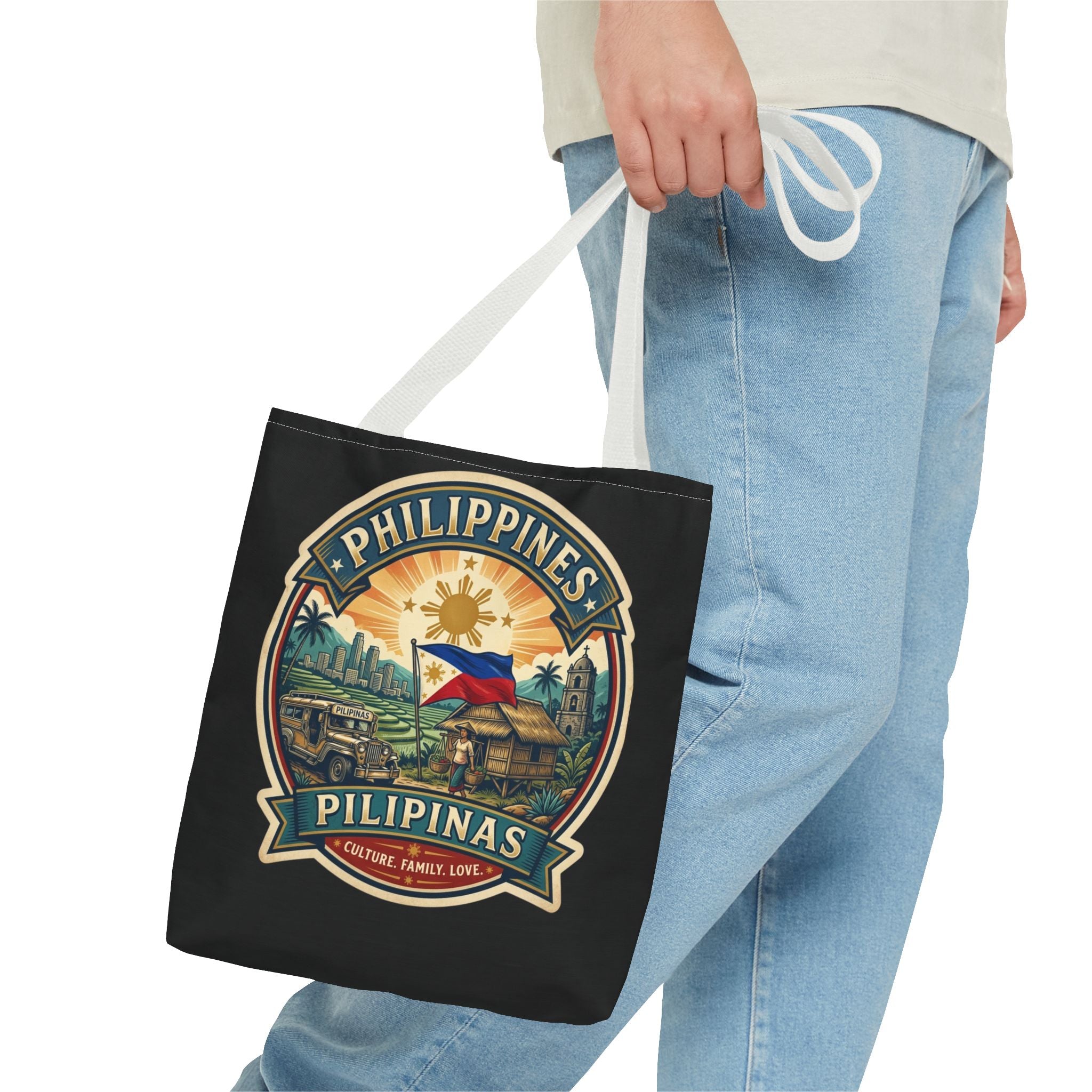 Philippines Vintage Travel Tote Bag — Pilipinas Flag & Island Scene