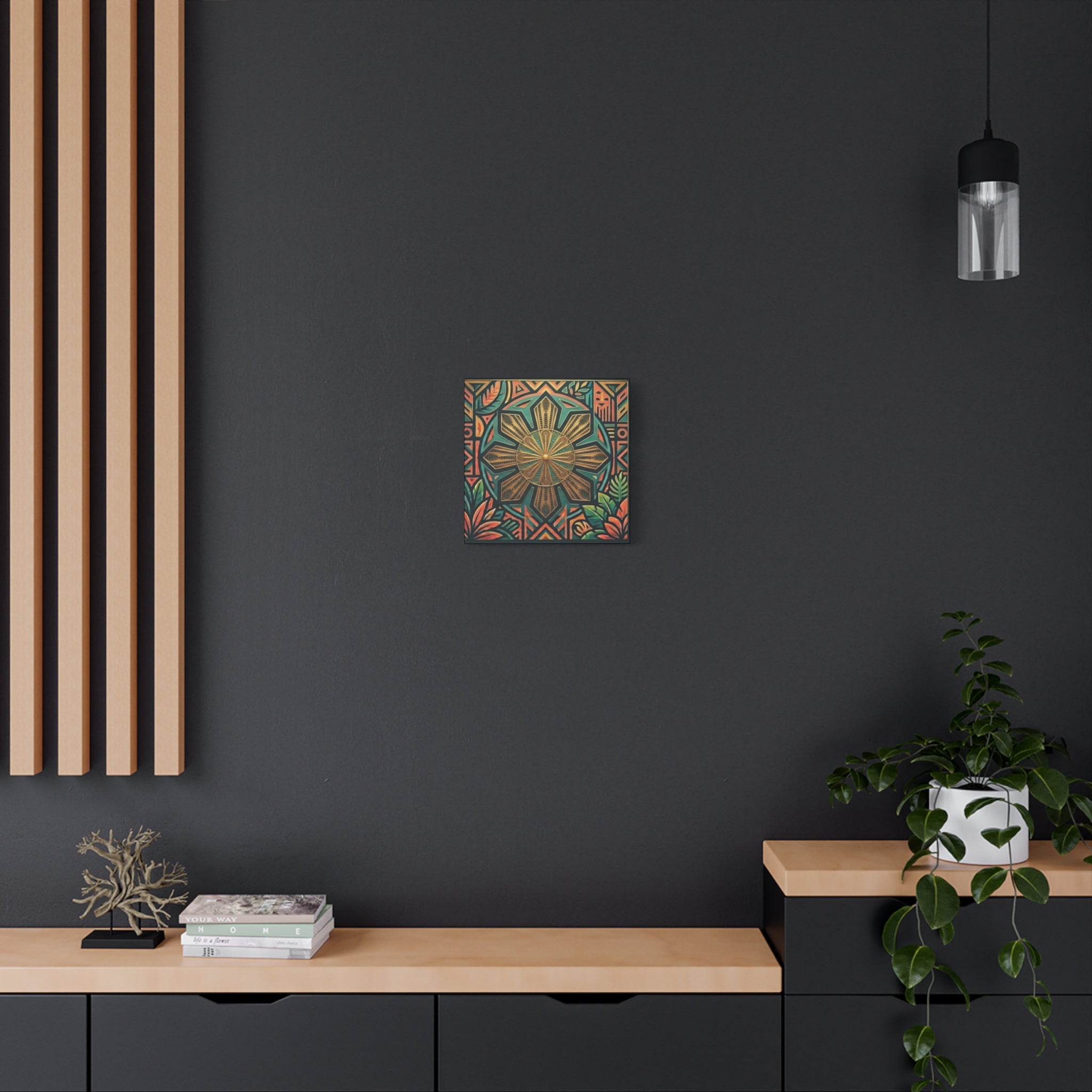 Filipino, Philippines Sun Matte Canvas Print — Tropical Geometric Sunburst Wall Art (Stretched 1.25")