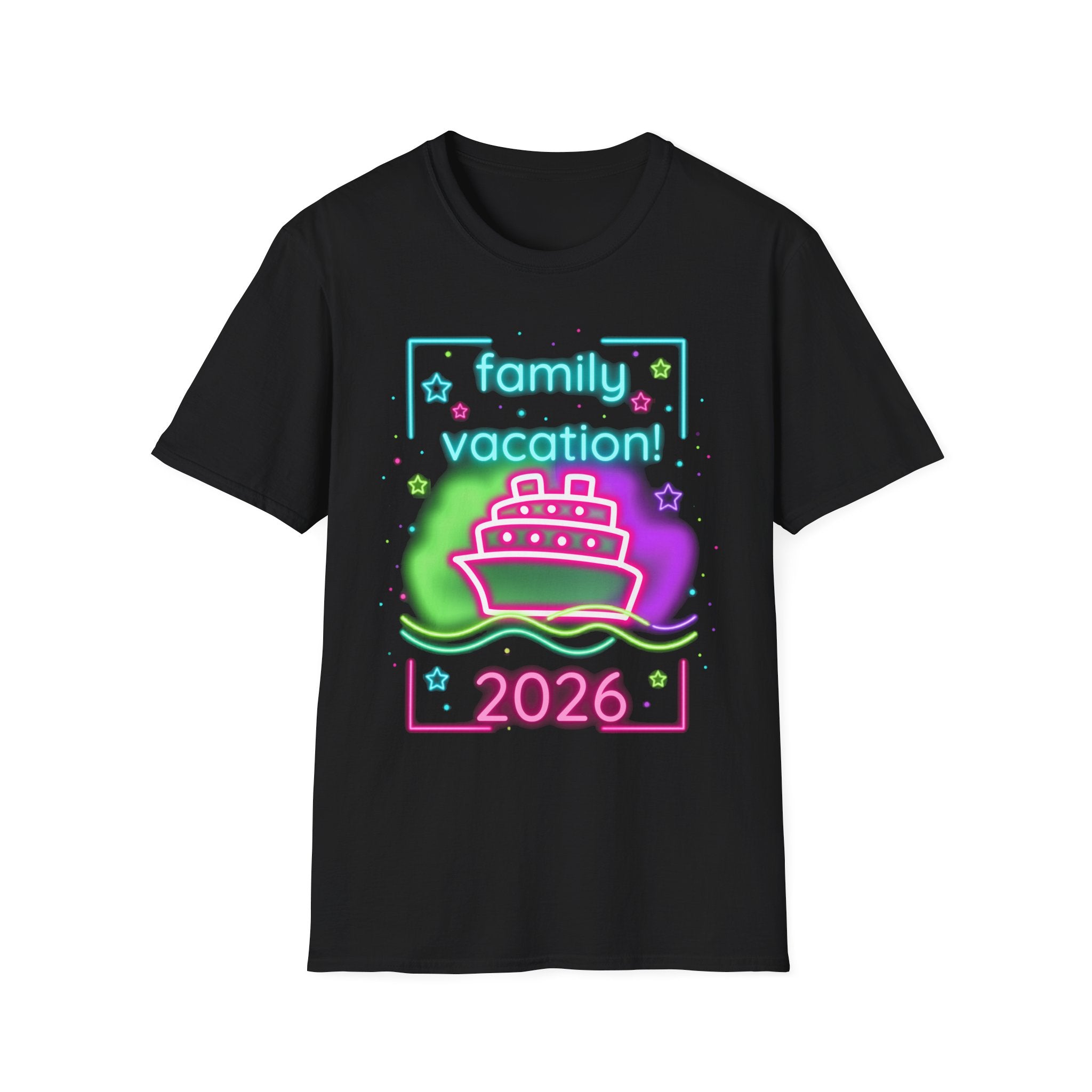 Family Vacation 2026 T-Shirt — Neon Cruise Graphic