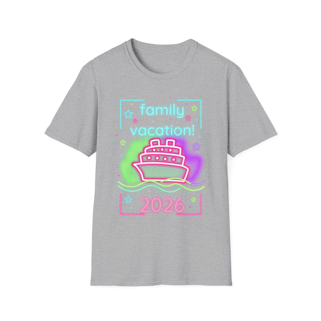 Family Vacation 2026 T-Shirt — Neon Cruise Graphic