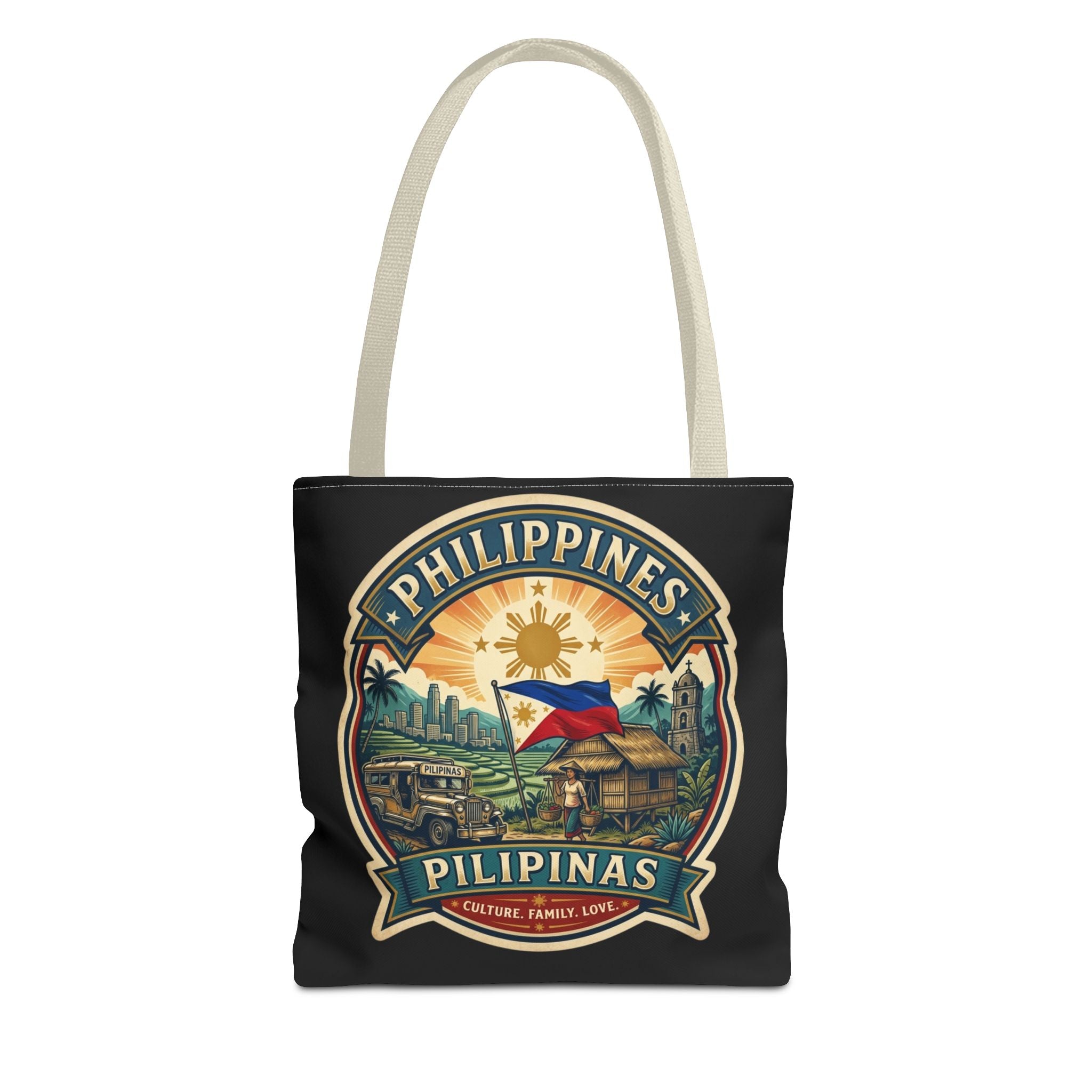 Philippines Vintage Travel Tote Bag — Pilipinas Flag & Island Scene