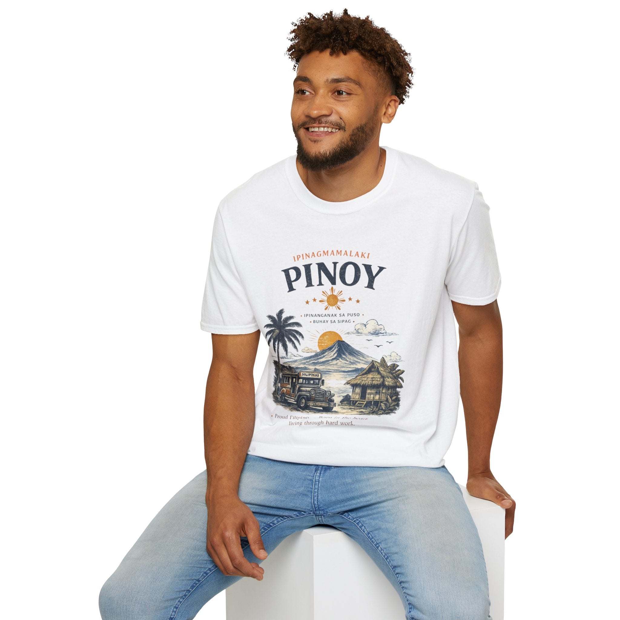 Pinoy Philippines T-Shirt – Vintage Mayon Volcano & Beach Travel Tee