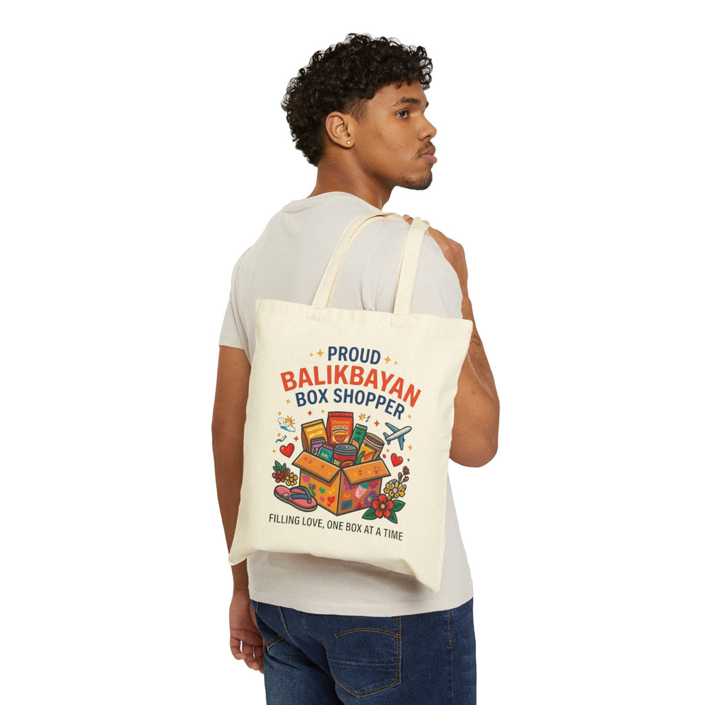 Tote Bag — "Proud Balikbayan Box Shopper" Canvas Tote (Filling Love, One Box at a Time)