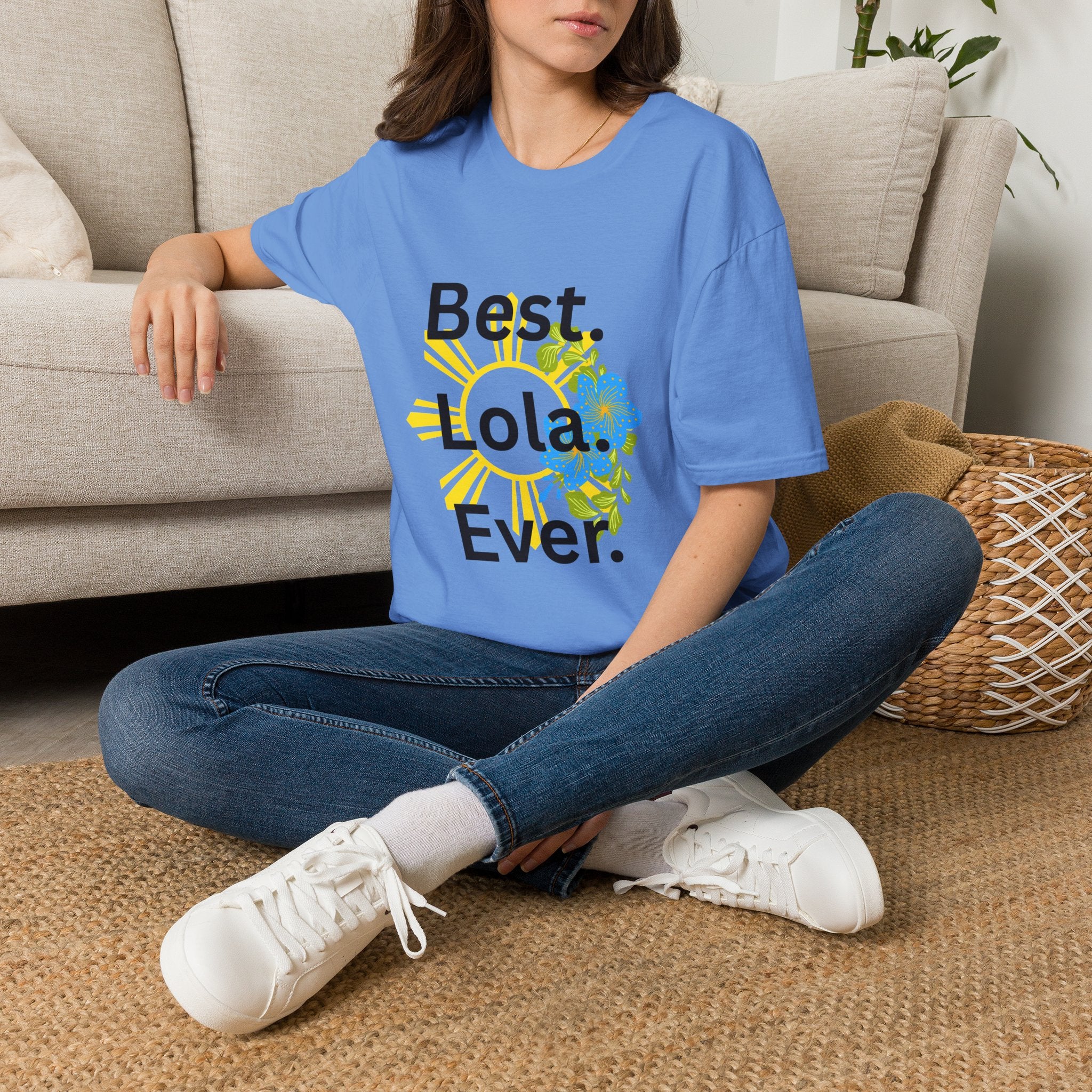 Baby boy pregnancy announcement for the Best Lola Ever T-Shirt — Floral Sun Graphic Tee for Grandma/Mother’s Day