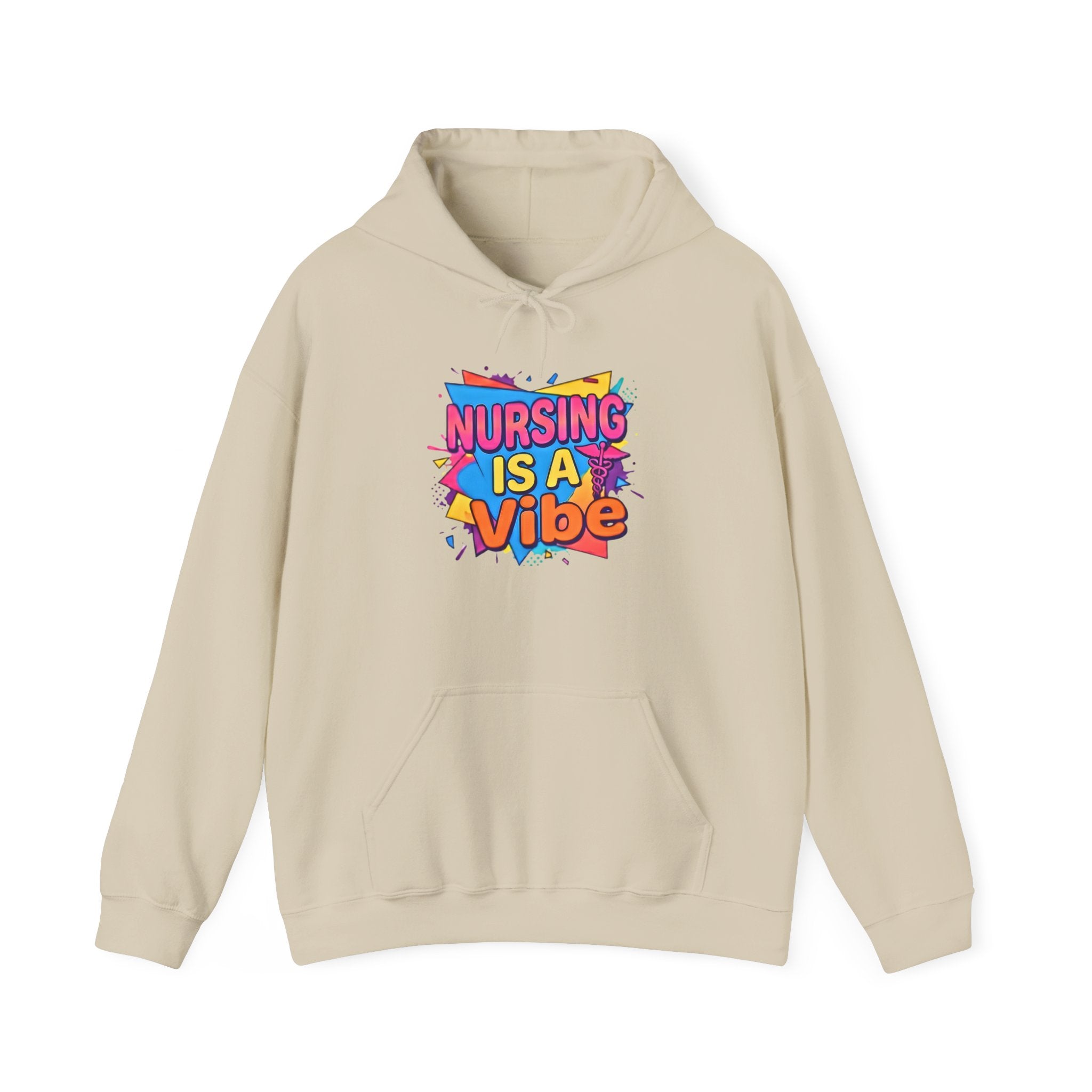 Nursing Is A Vibe Hoodie — Colorful Retro Nurse Appreciation Pullover