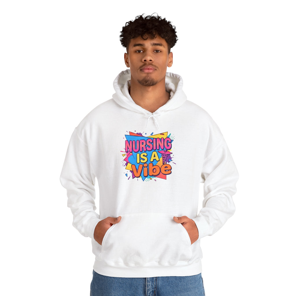Nursing Is A Vibe Hoodie — Colorful Retro Nurse Appreciation Pullover