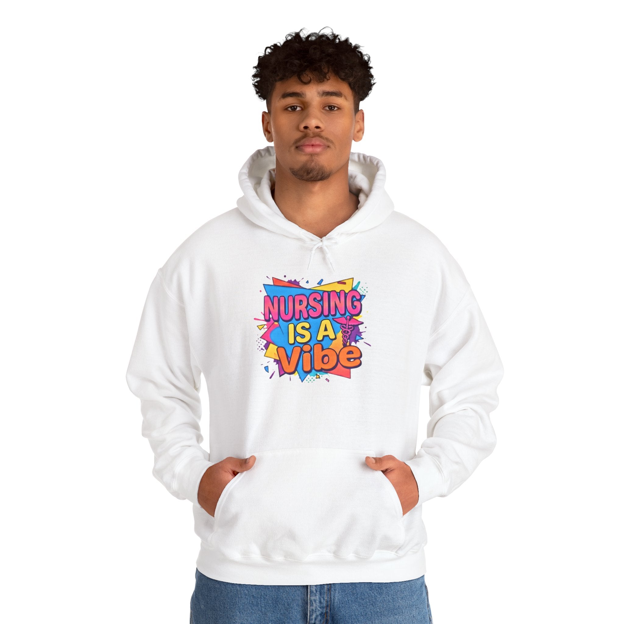 Nursing Is A Vibe Hoodie — Colorful Retro Nurse Appreciation Pullover