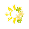 Sunburst Floral Sticker — Yellow Philippine Sun with Sampaguita Flowers (Kiss-Cut)