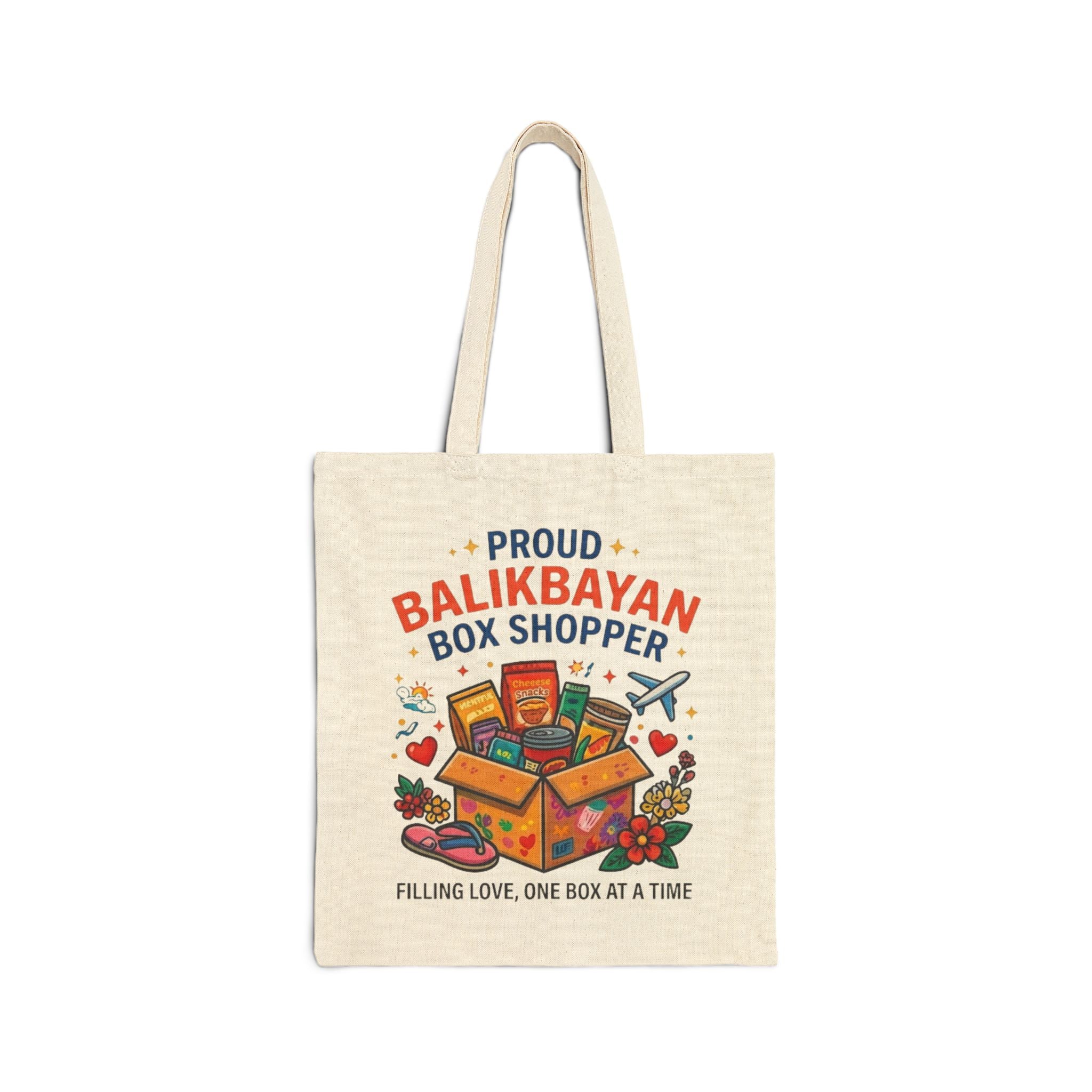 Tote Bag — "Proud Balikbayan Box Shopper" Canvas Tote (Filling Love, One Box at a Time)