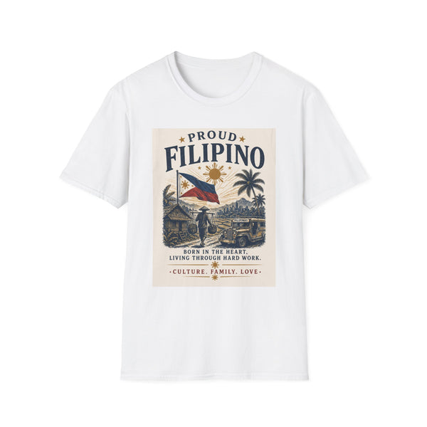 Proud Filipino T-Shirt — Born in the Heart Vintage Flag Design