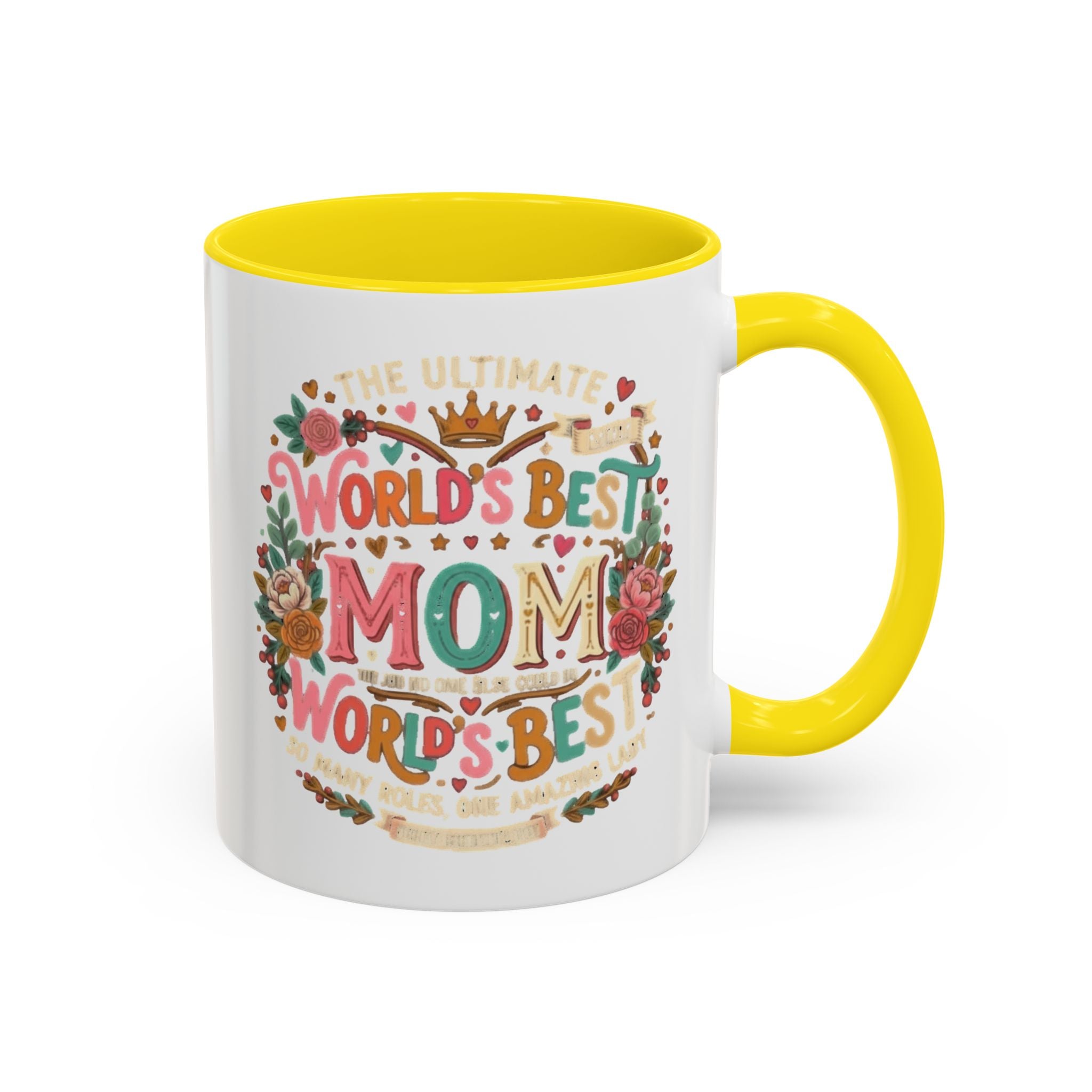 World's Best Mom Accent Coffee Mug — Floral Mother's Day 11/15oz