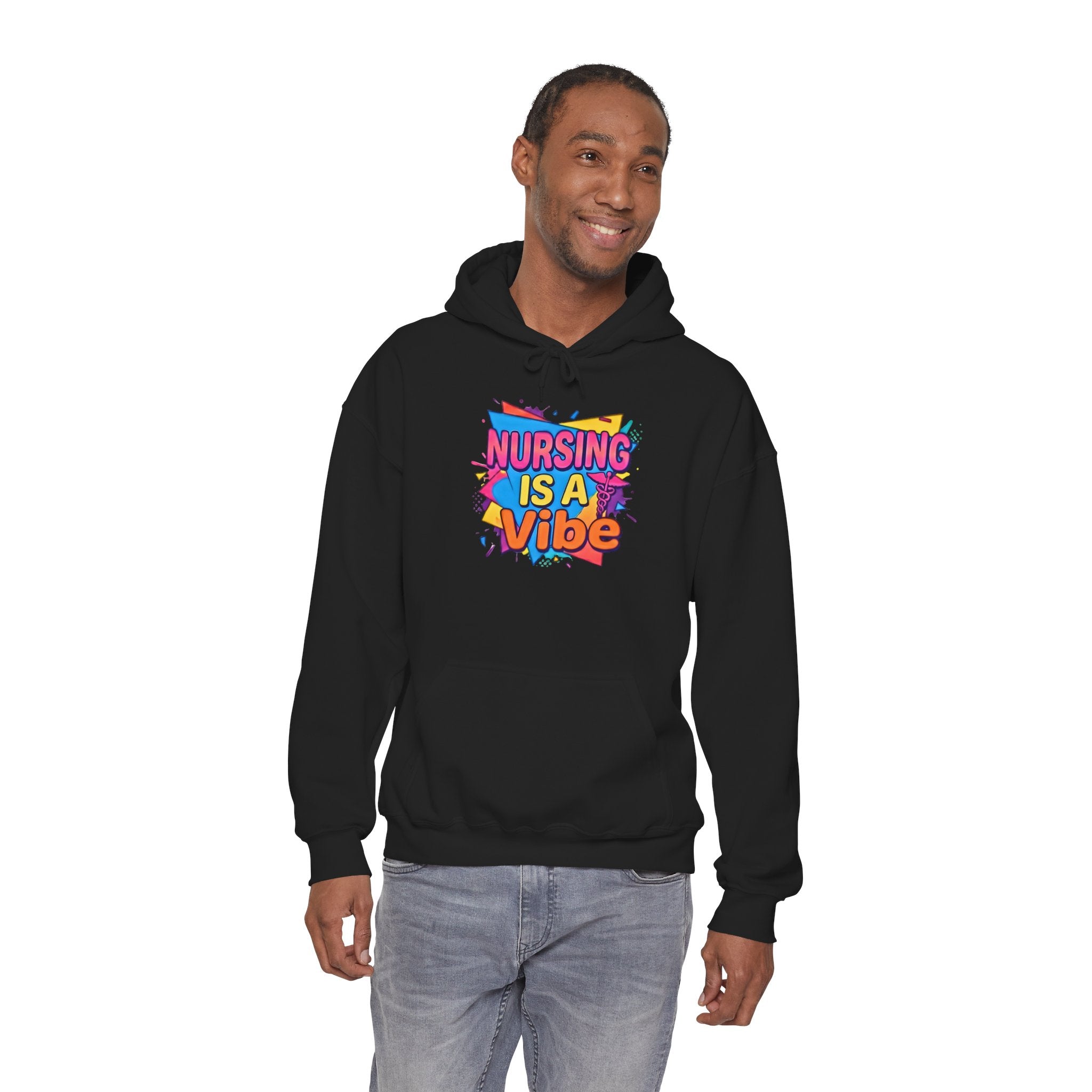 Nursing Is A Vibe Hoodie — Colorful Retro Nurse Appreciation Pullover