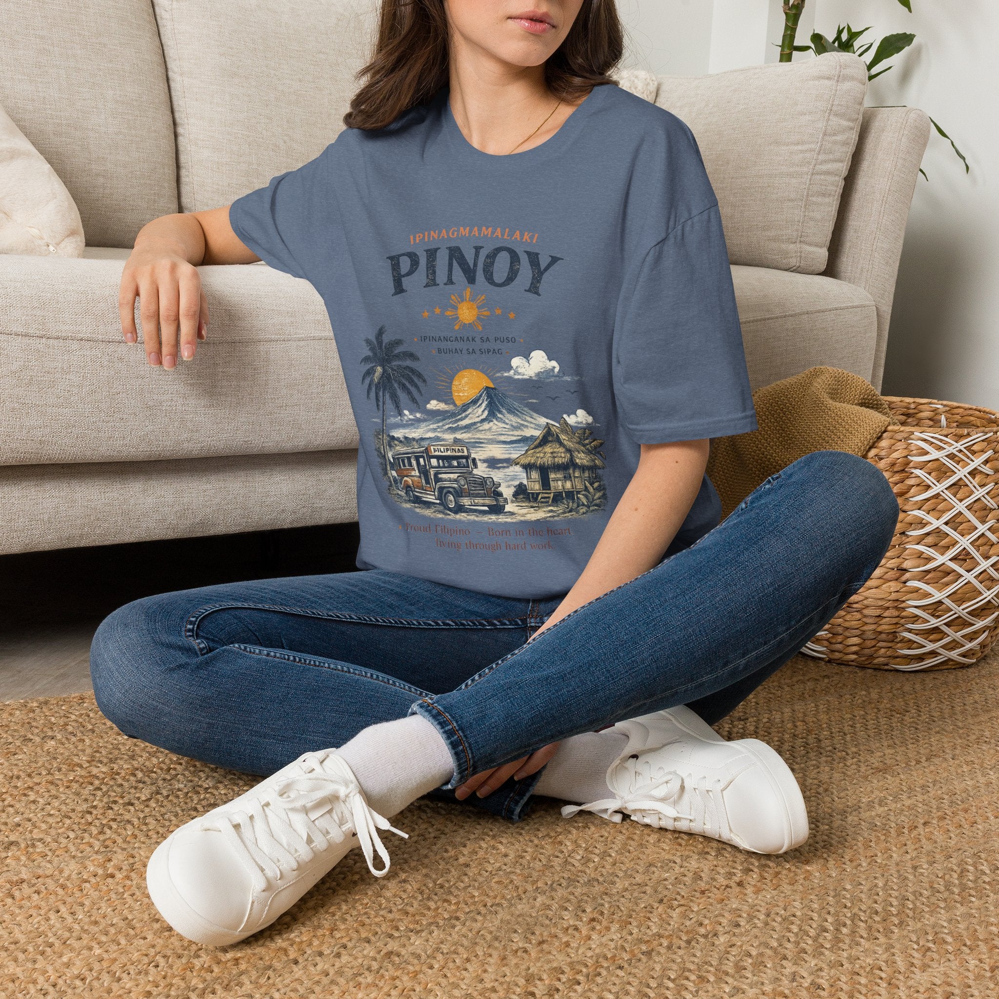 Pinoy Philippines T-Shirt – Vintage Mayon Volcano & Beach Travel Tee