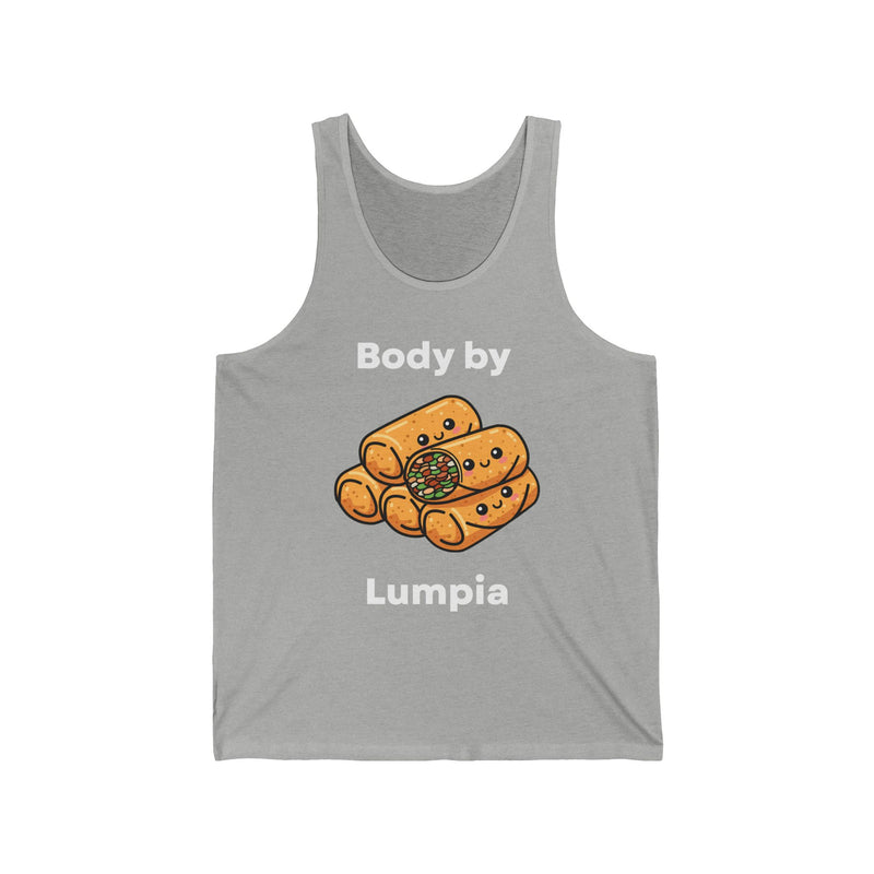 Lumpia Tank Top — "Body by Lumpia" Filipino Food Lover Muscle Tank