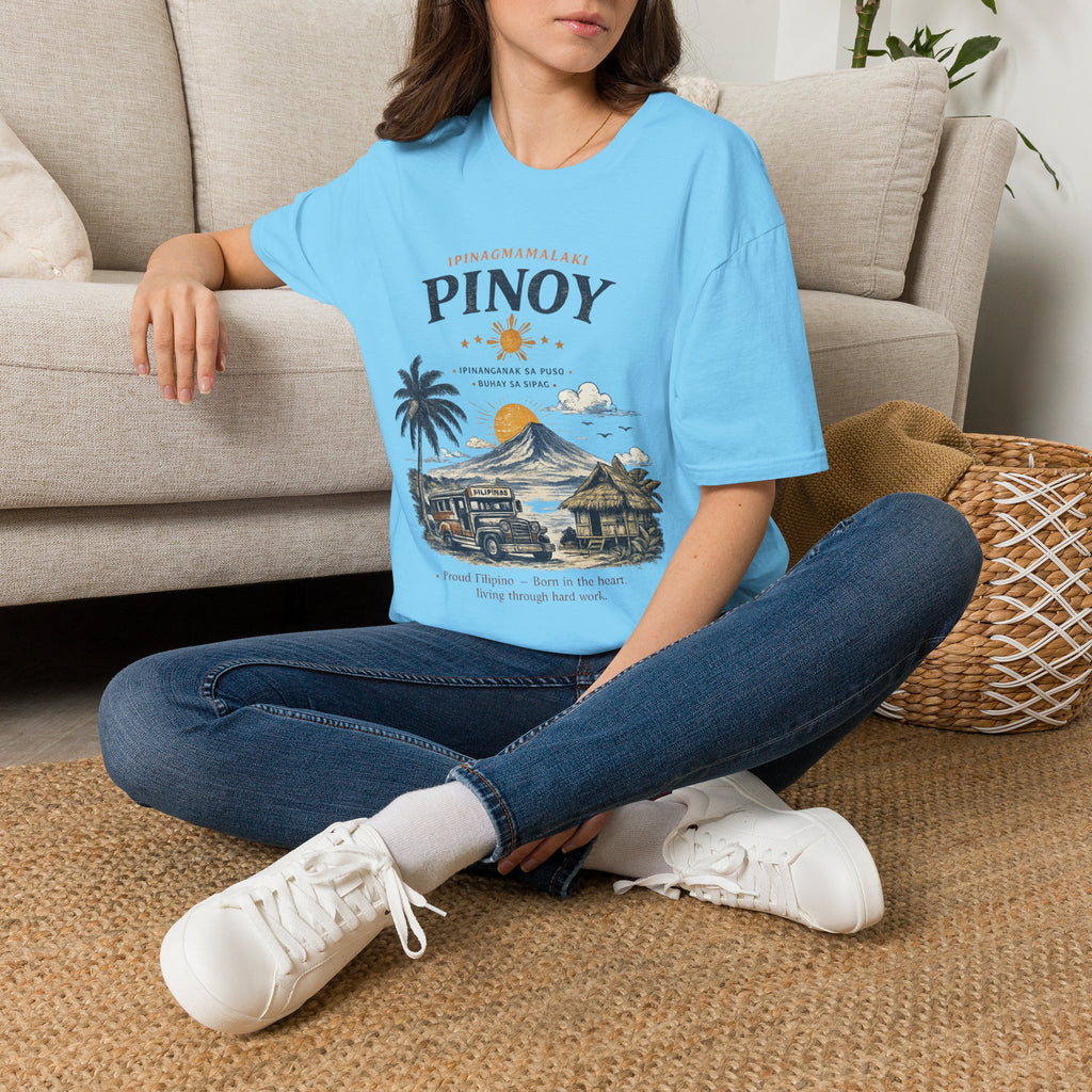Pinoy Philippines T-Shirt – Vintage Mayon Volcano & Beach Travel Tee
