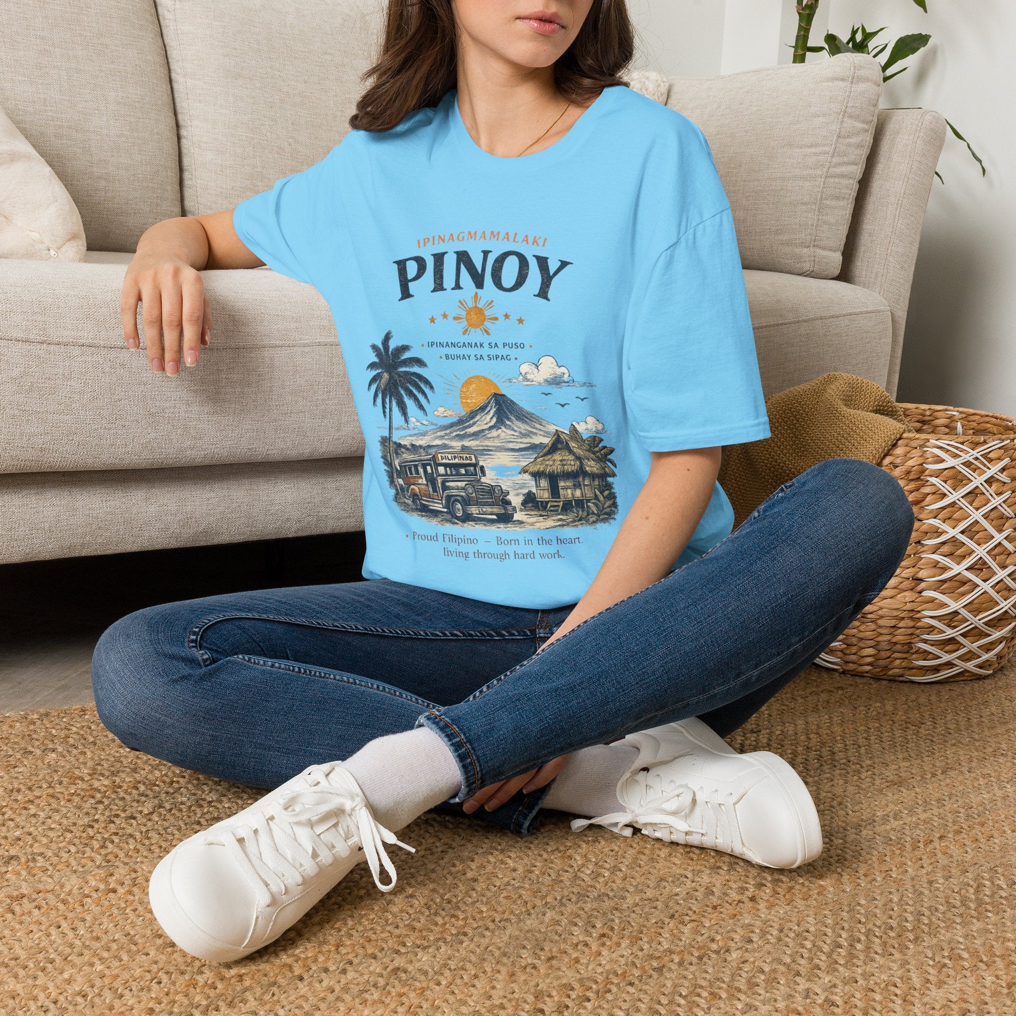 Pinoy Philippines T-Shirt – Vintage Mayon Volcano & Beach Travel Tee