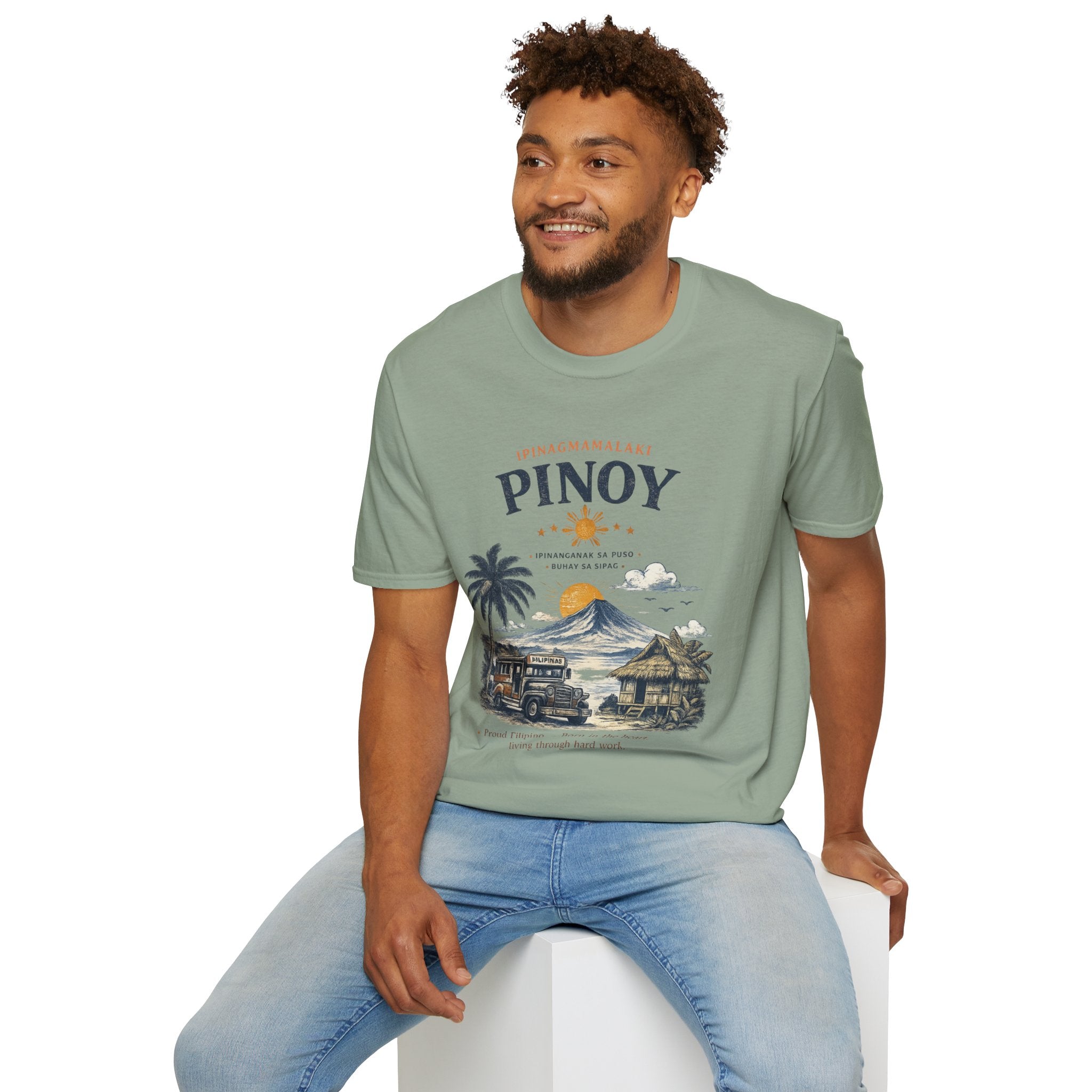 Pinoy Philippines T-Shirt – Vintage Mayon Volcano & Beach Travel Tee